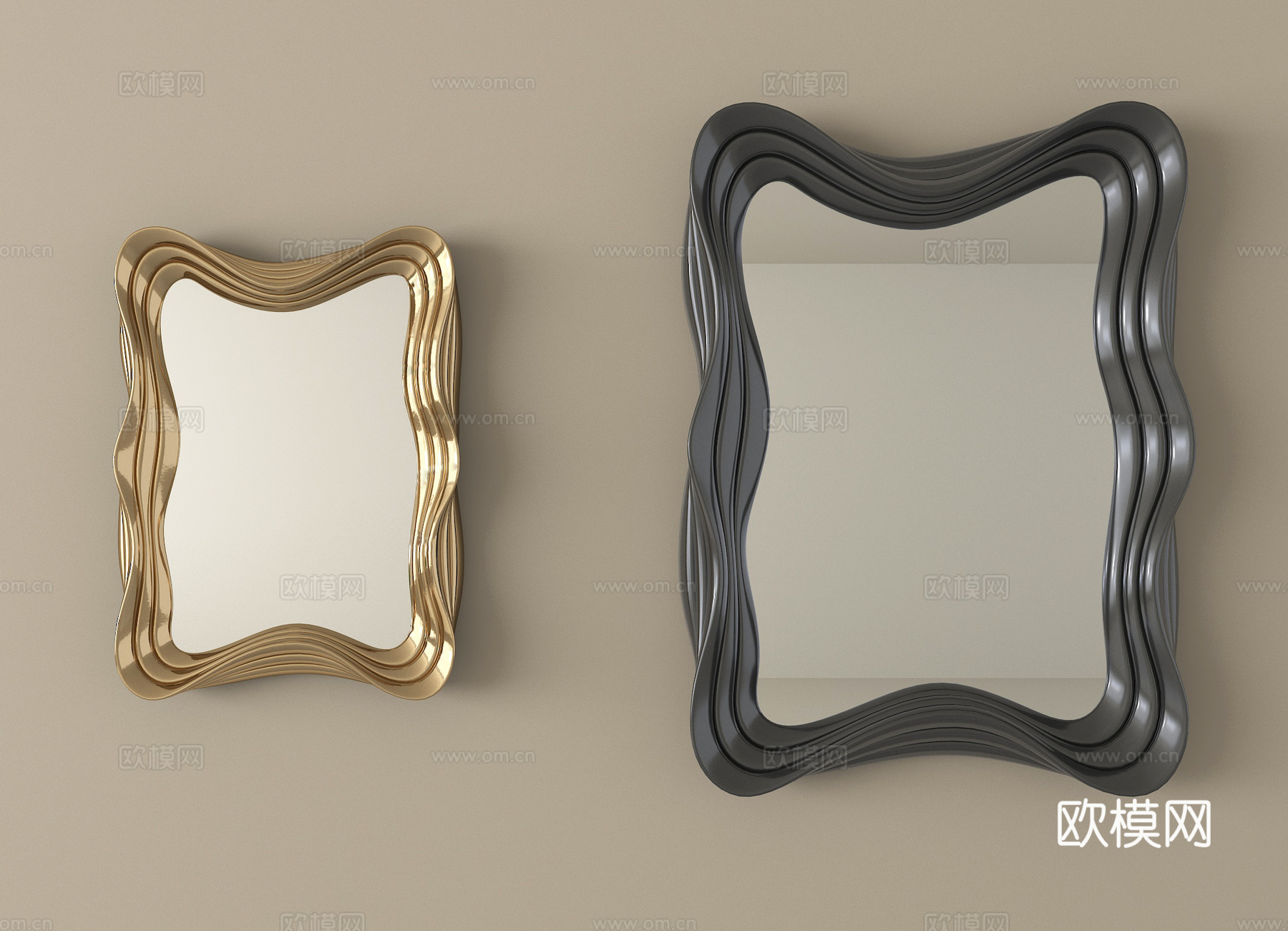 现代镜子 异形镜子 装饰镜子 化妆镜su模型