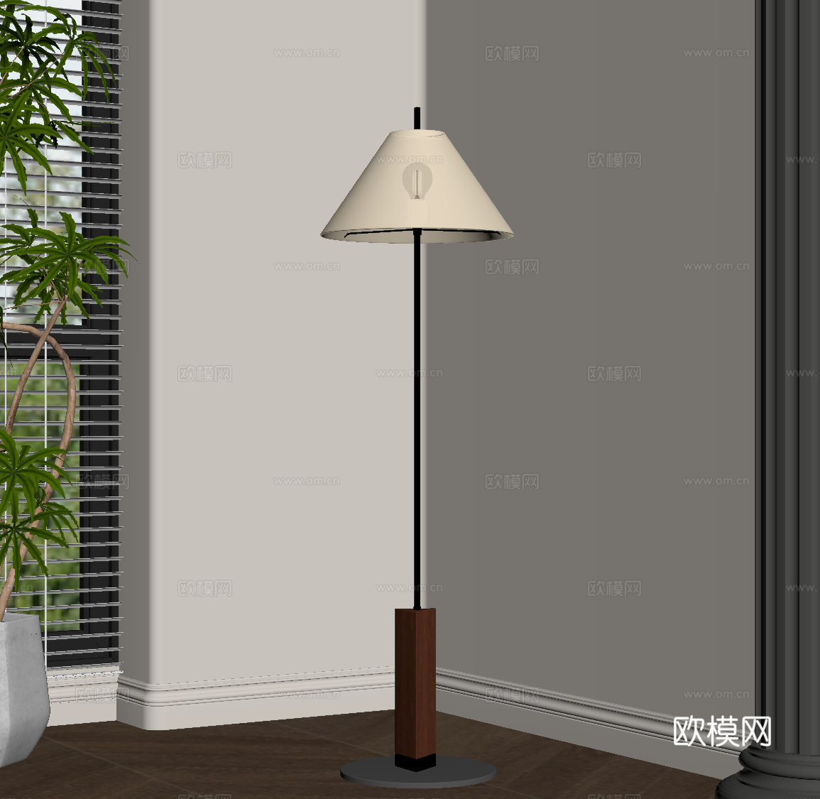 现代中古落地灯 法式复古落地灯su模型