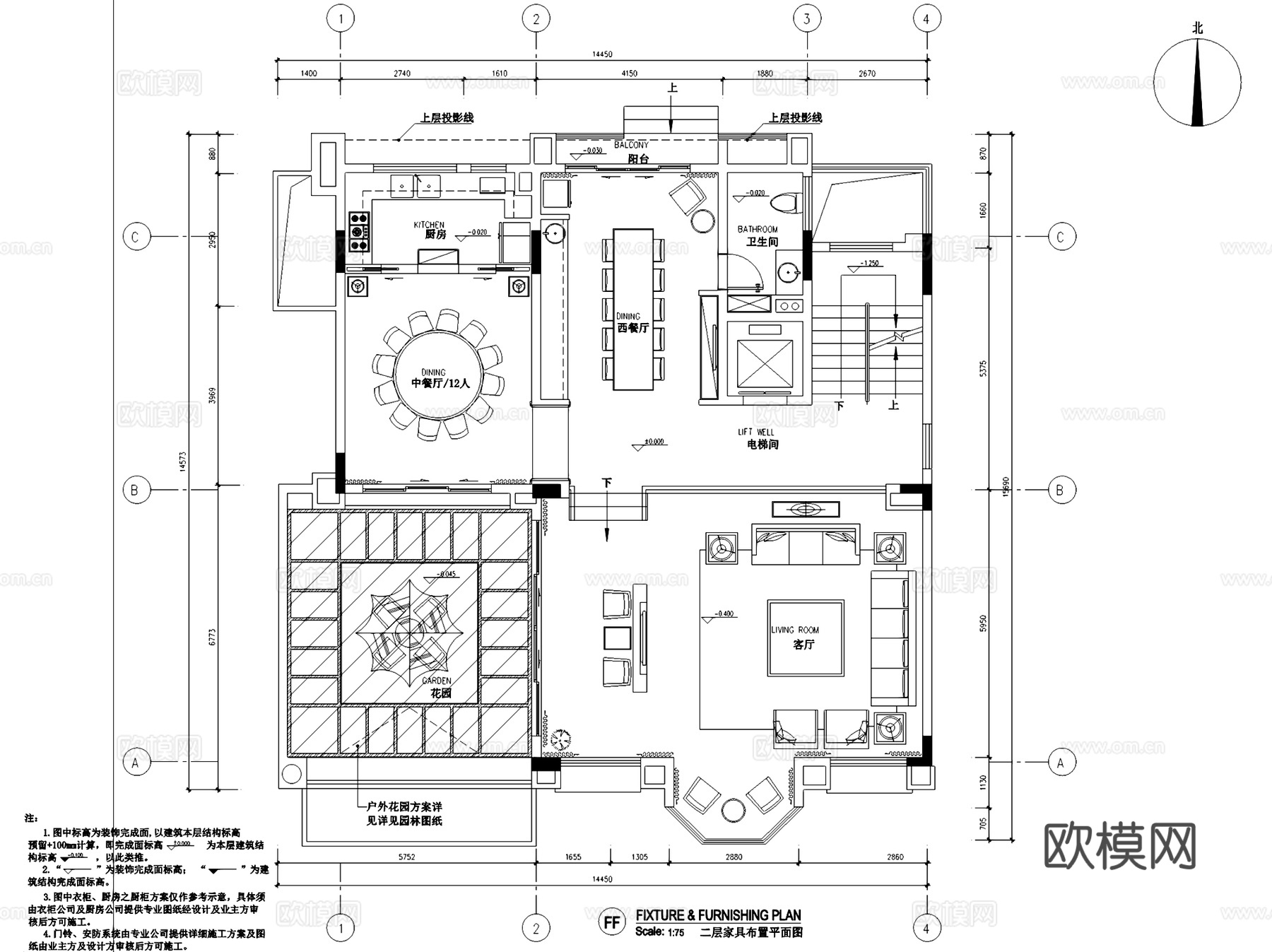 广州元邦山清水秀私宅四层别墅A902室内家装CAD施工图整套cad施工图
