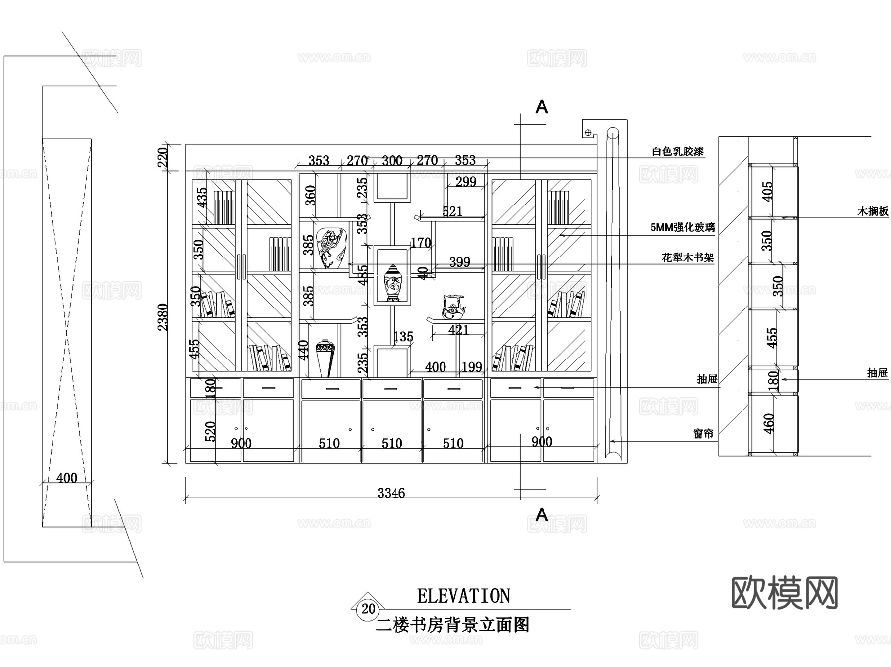景园中式二层别墅室内家装CAD施工图cad施工图