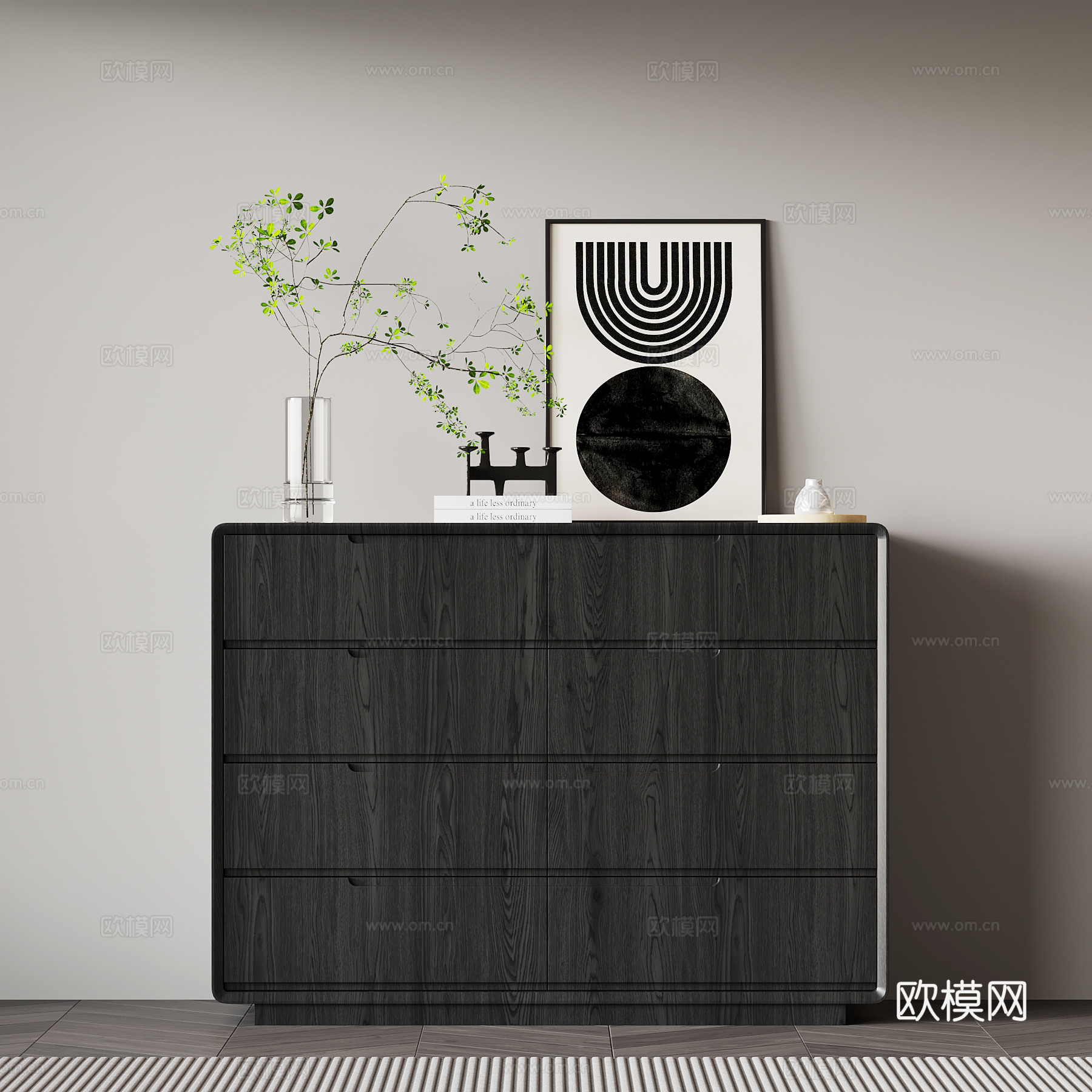 现代意式鞋柜 玄关柜su模型