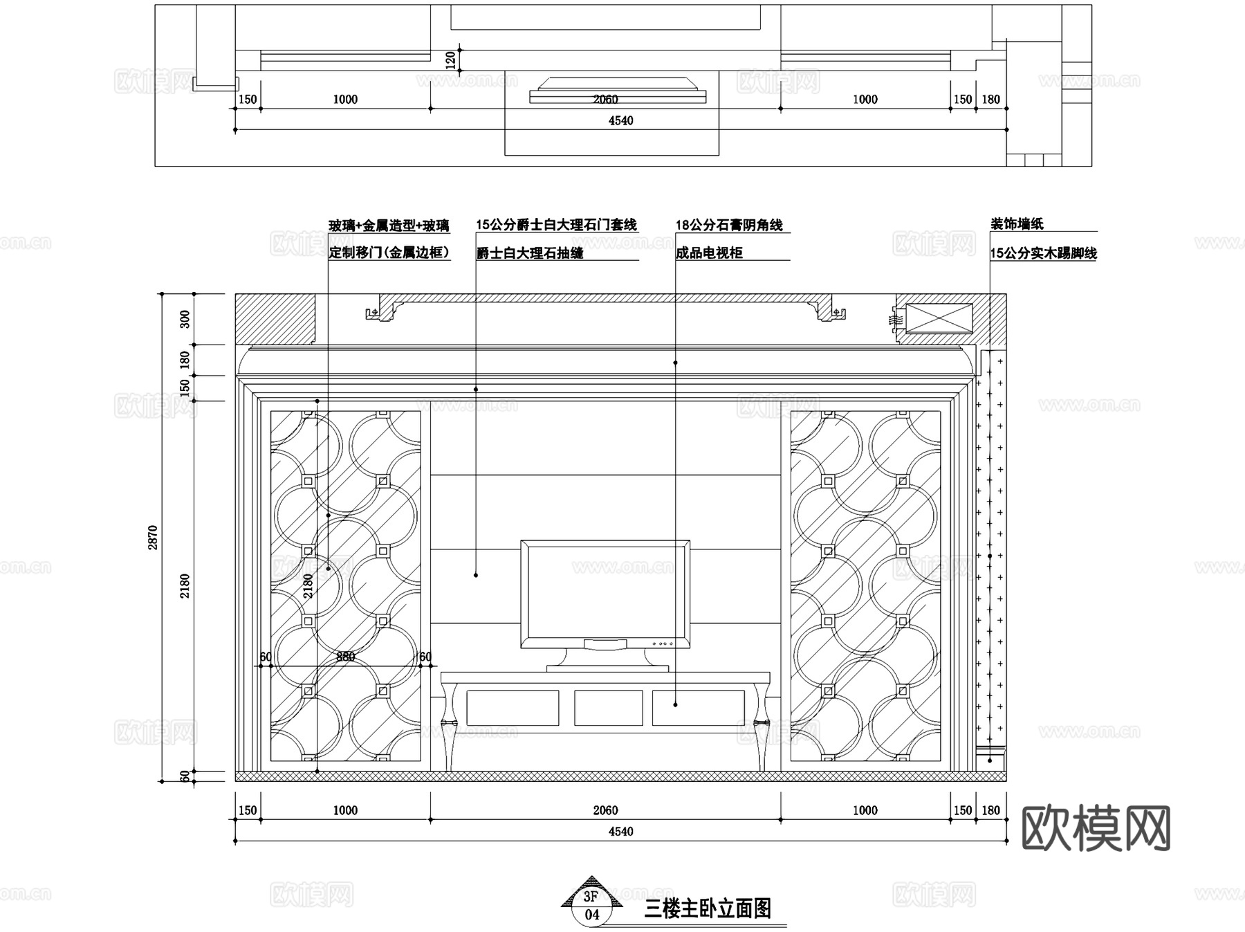 衡山一号新古典三层别墅室内家装CAD施工图cad施工图