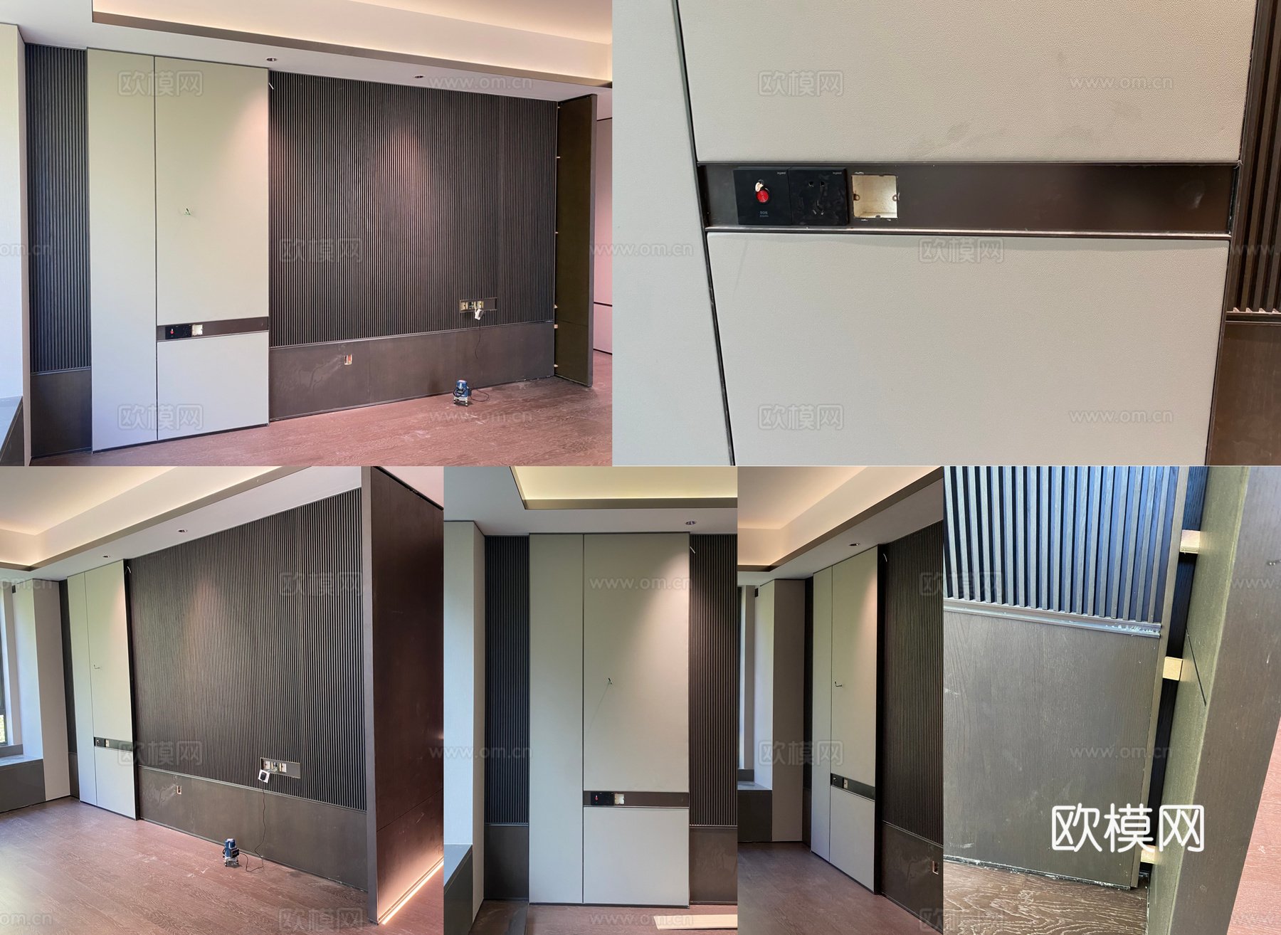 床头扪皮硬包背景、木格栅背景墙、背景墙造型设计、卧室背景墙cad施工图