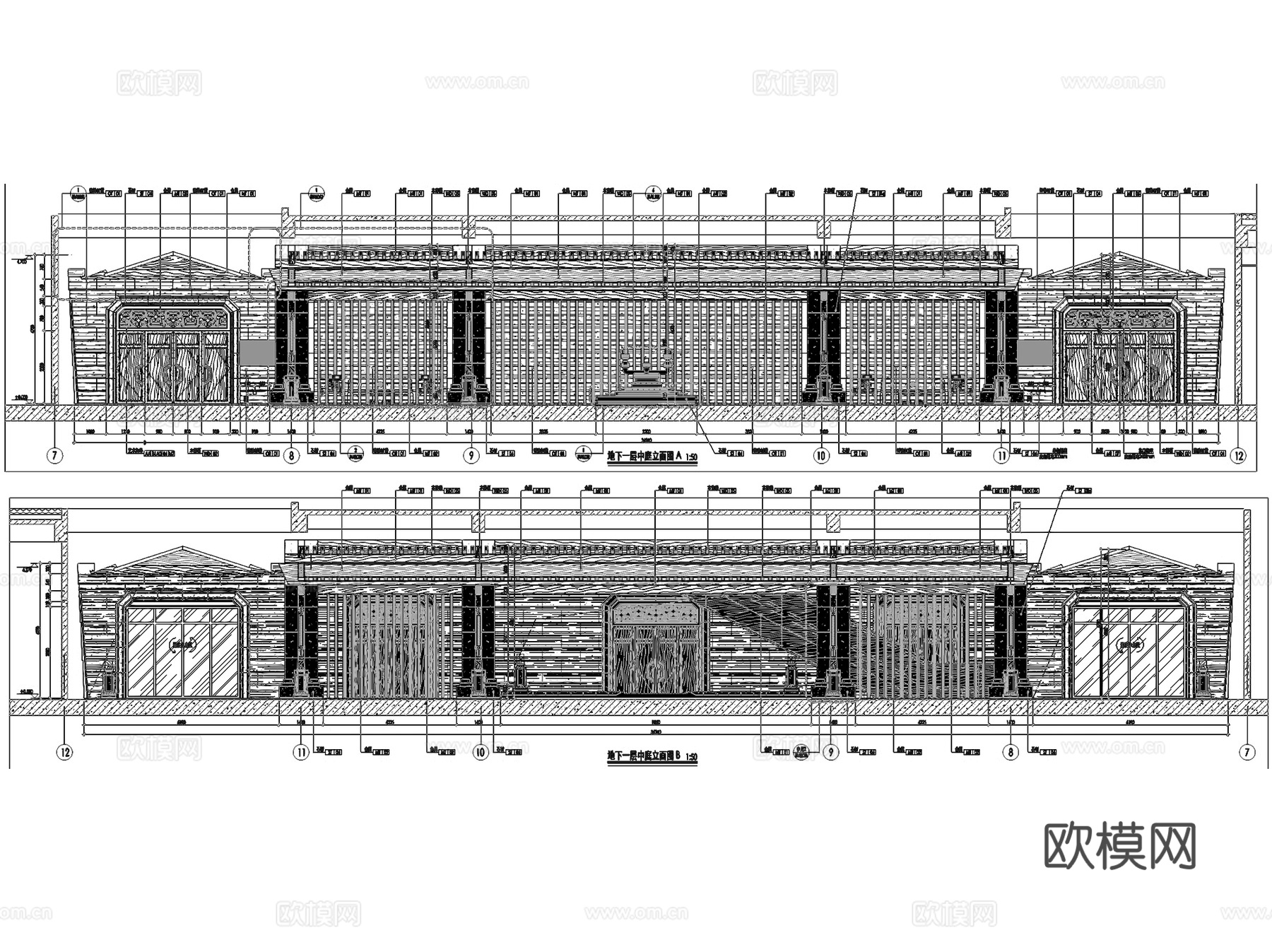 汉文化兴汉城市展览馆立面室内工装CAD施工图cad施工图