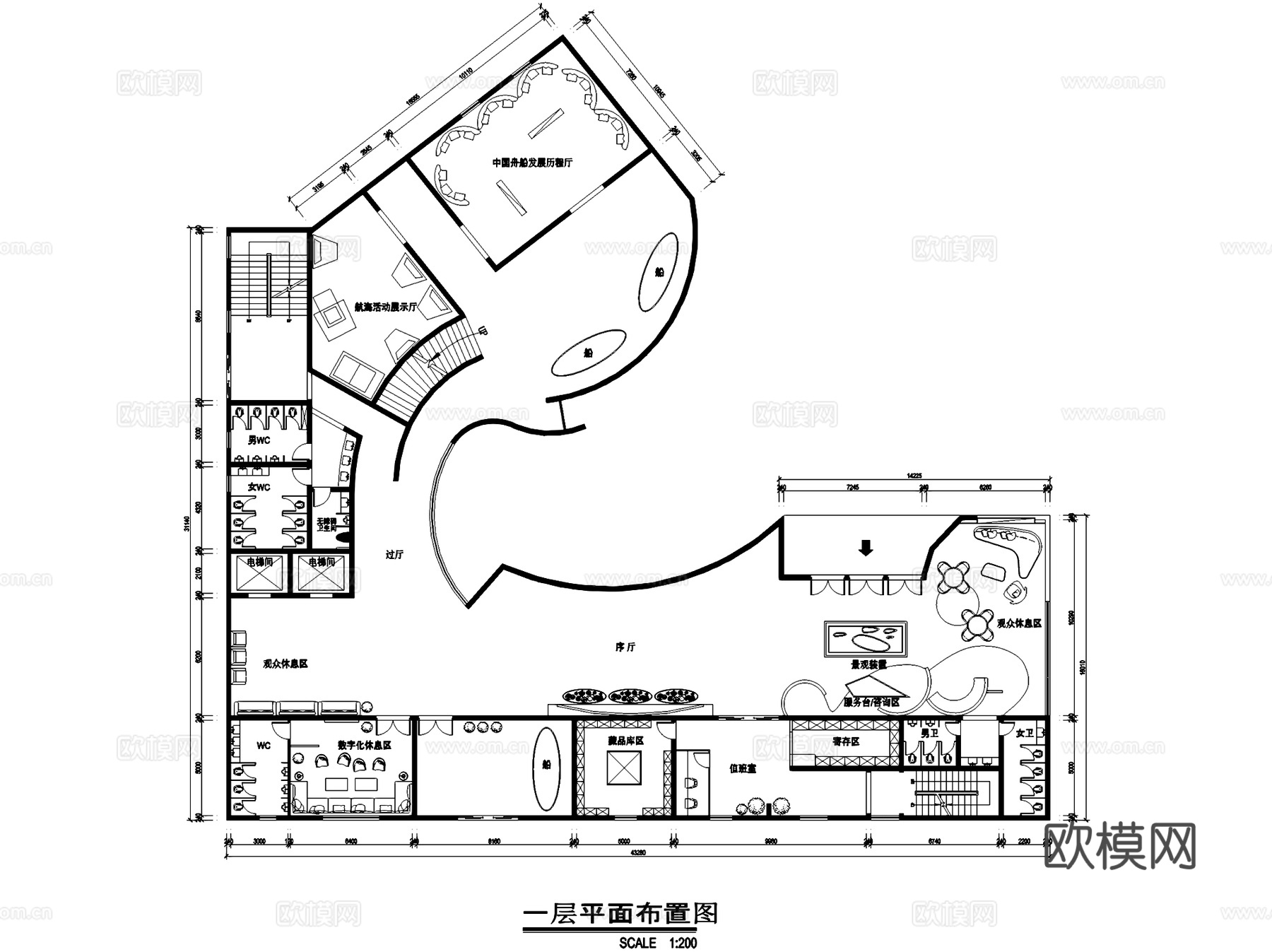 泉州港船舶文化展示馆室内工装CAD施工图cad施工图