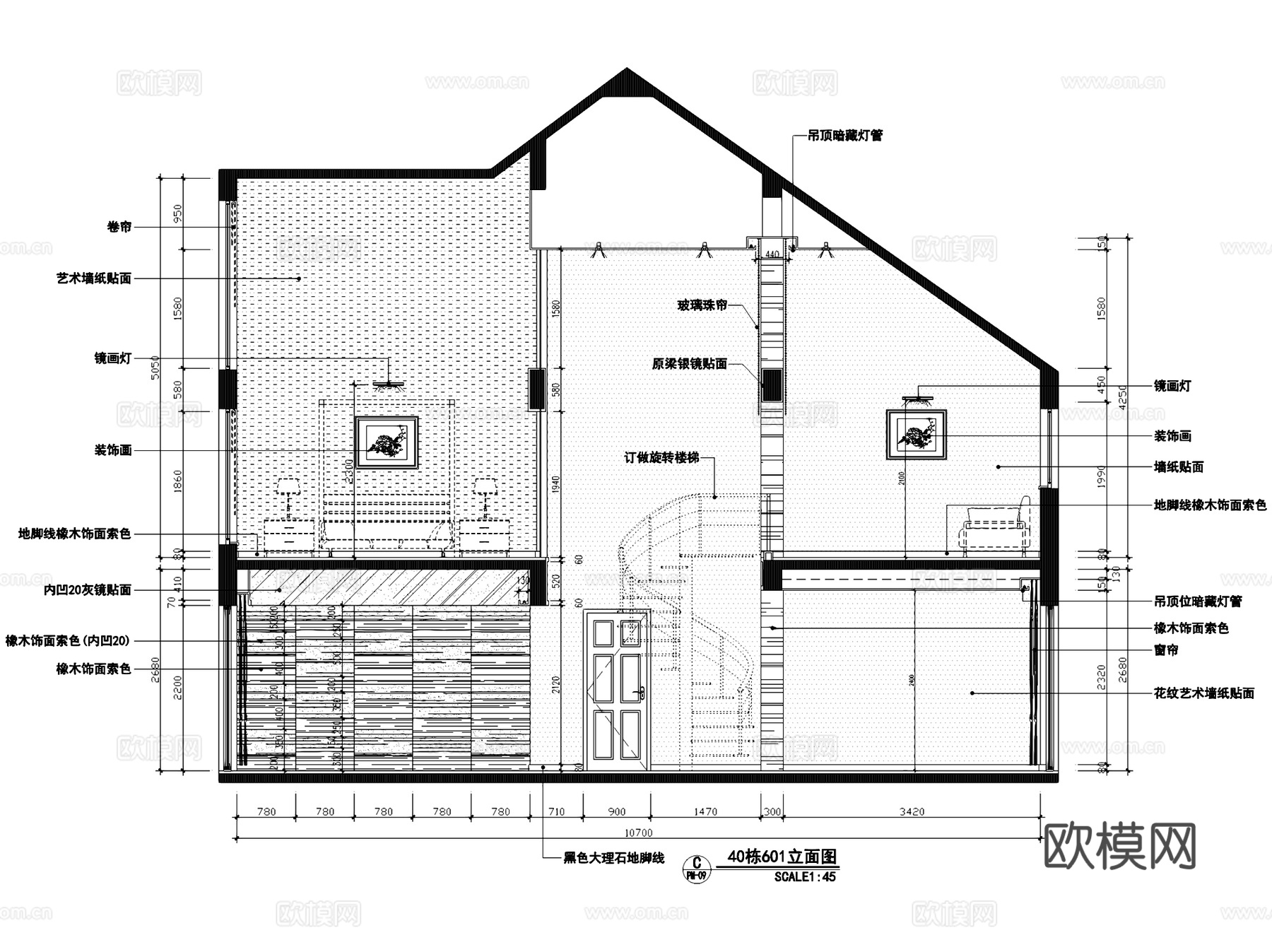 40栋601样板房现代二层复式室内家装CAD施工图cad施工图