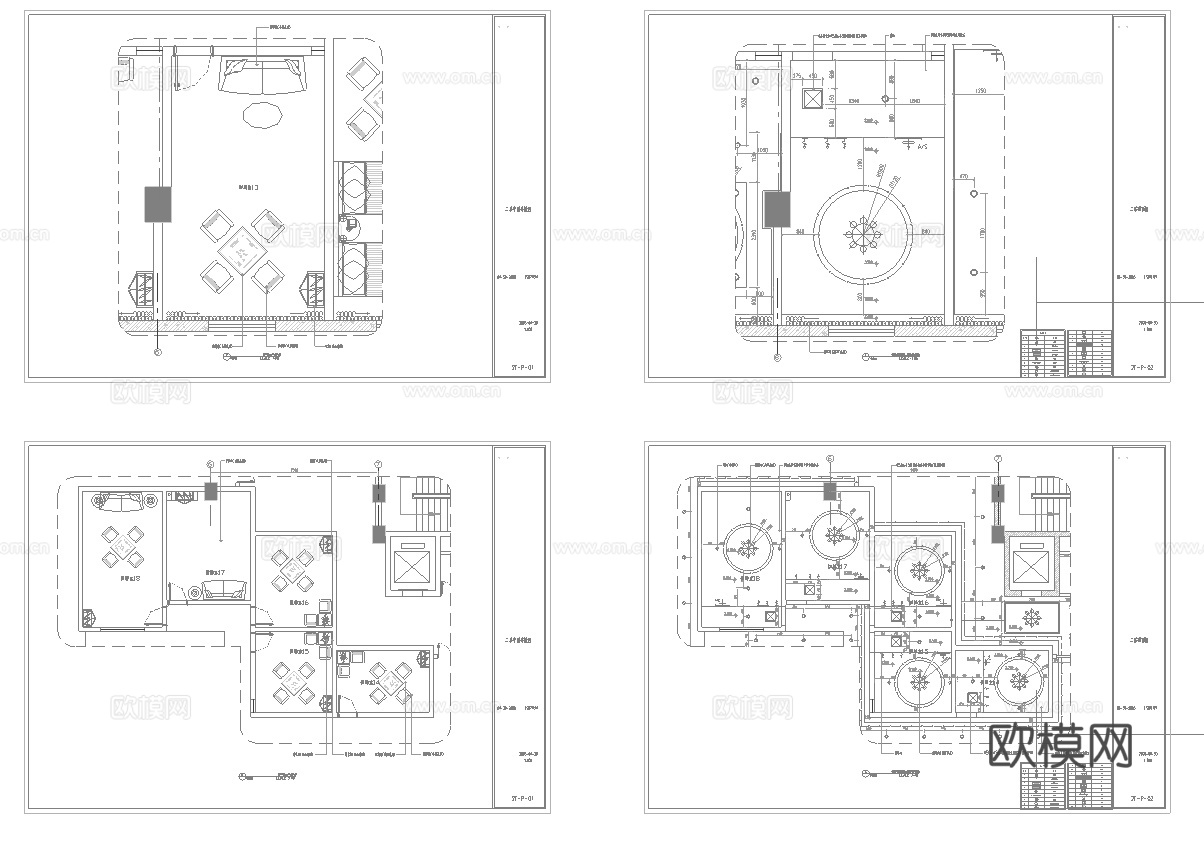 最新4套 棋牌室 施工图合集cad施工图