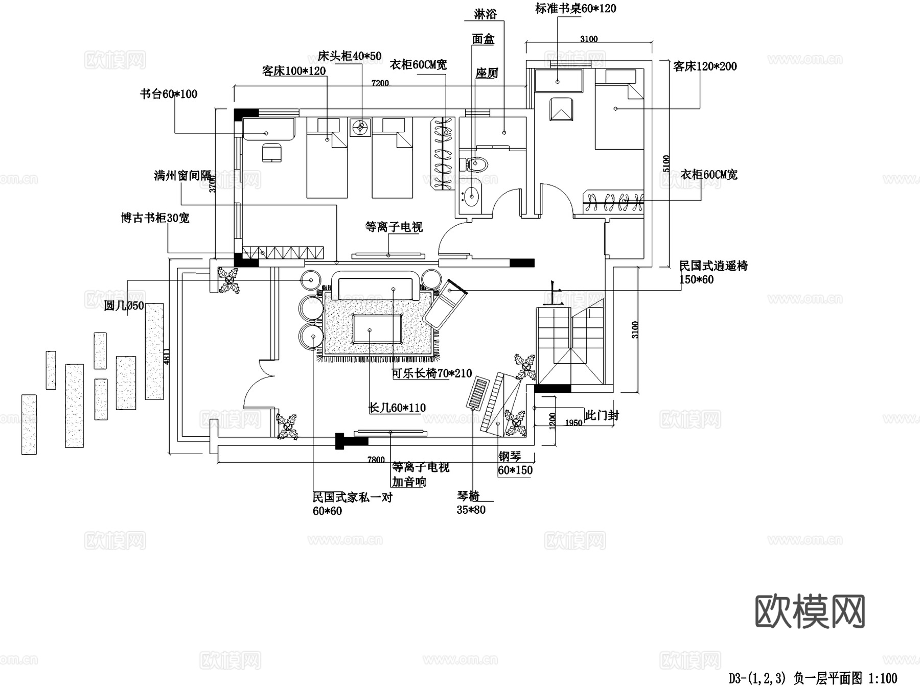 海派1928简欧风别墅室内家装CAD施工图cad施工图
