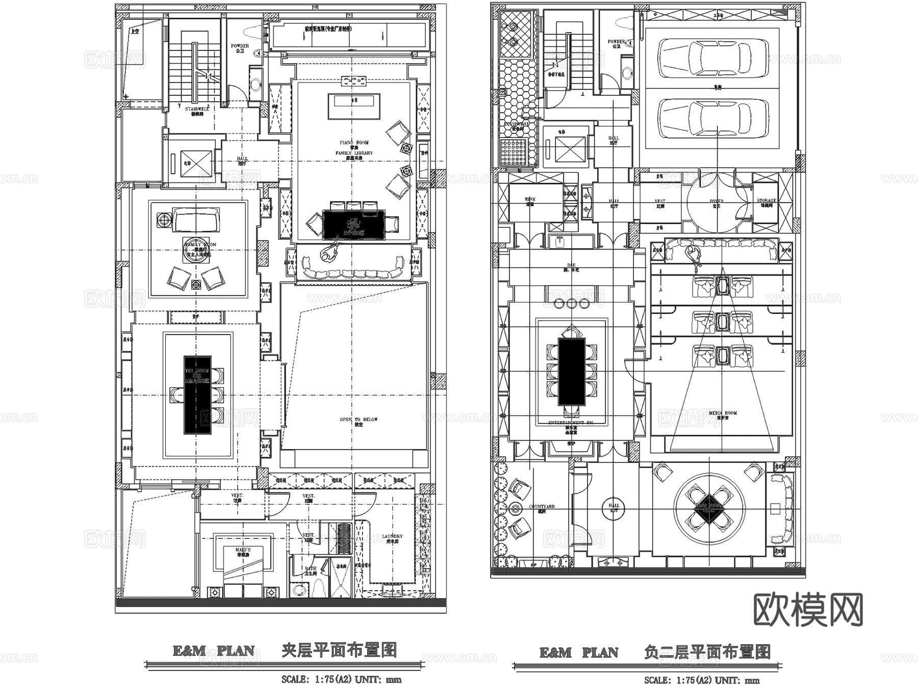 成都绿城文儒德二层别墅室内家装CAD施工图整套cad施工图