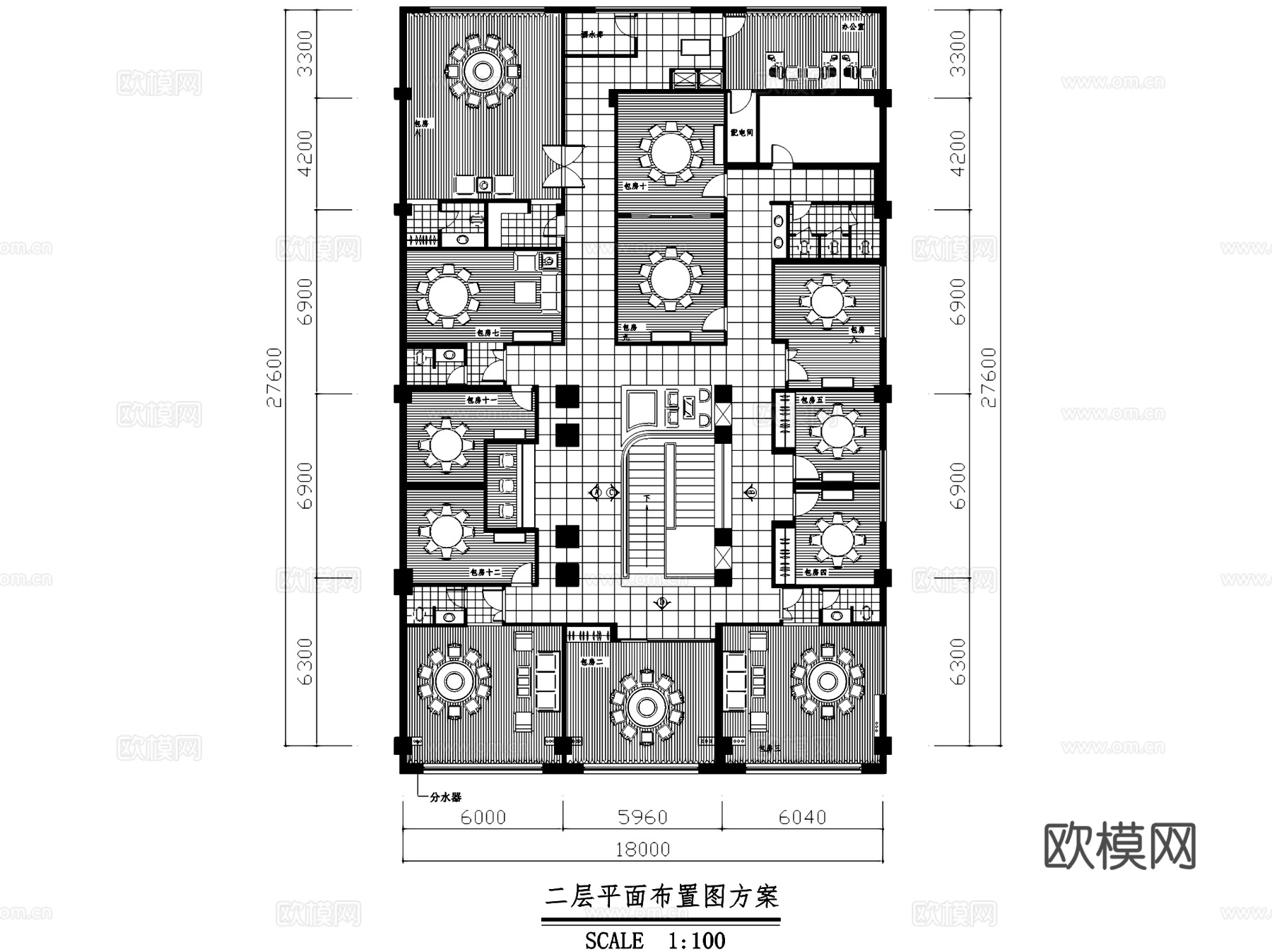 通化二层多福肥牛火锅店室内工装CAD施工图cad施工图
