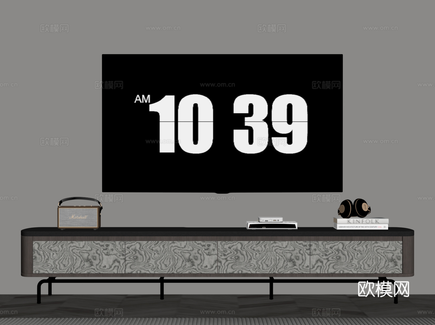 现代意式电视柜su模型