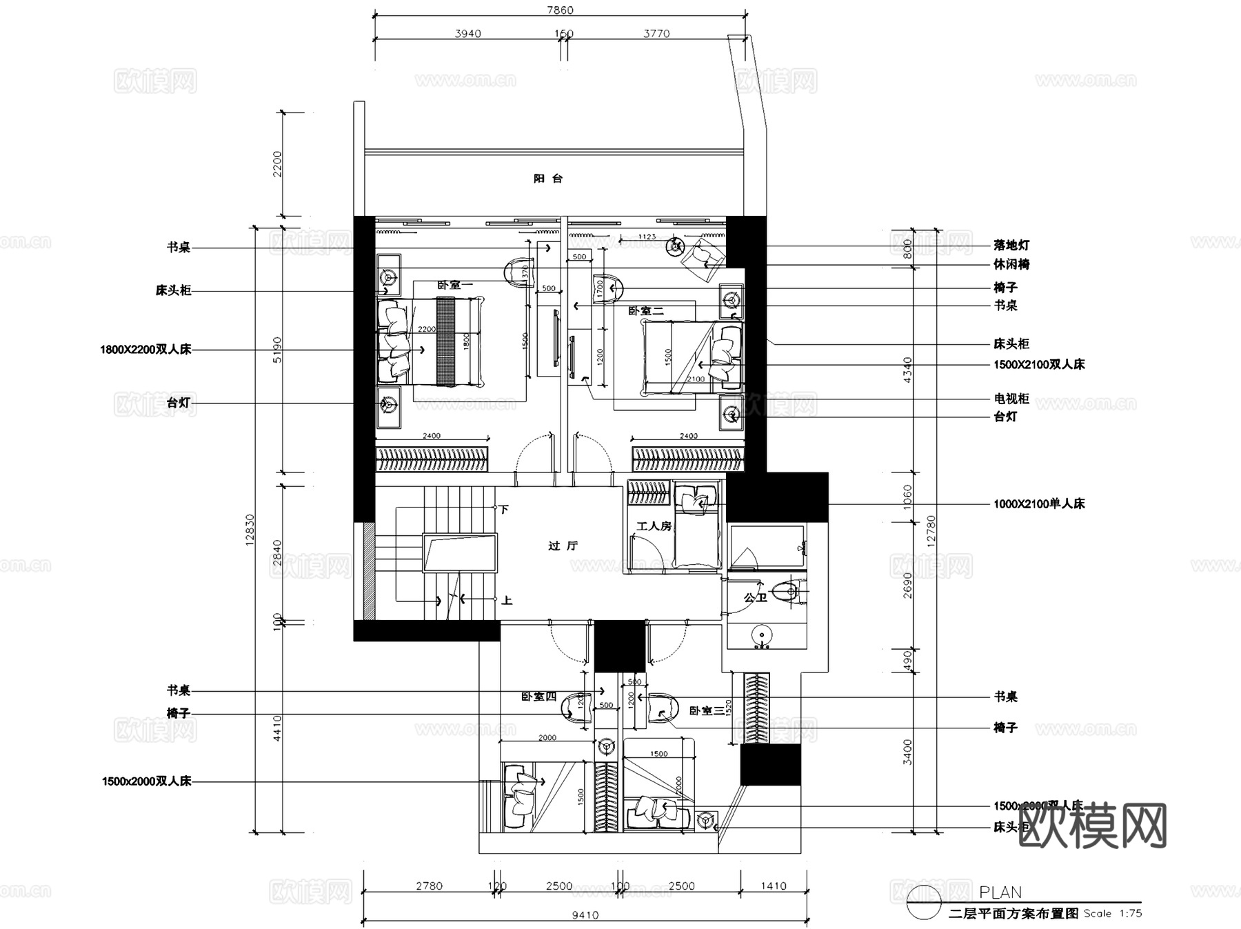 金域蓝湾5栋TH3三层别墅私宅室内家装CAD施工图cad施工图