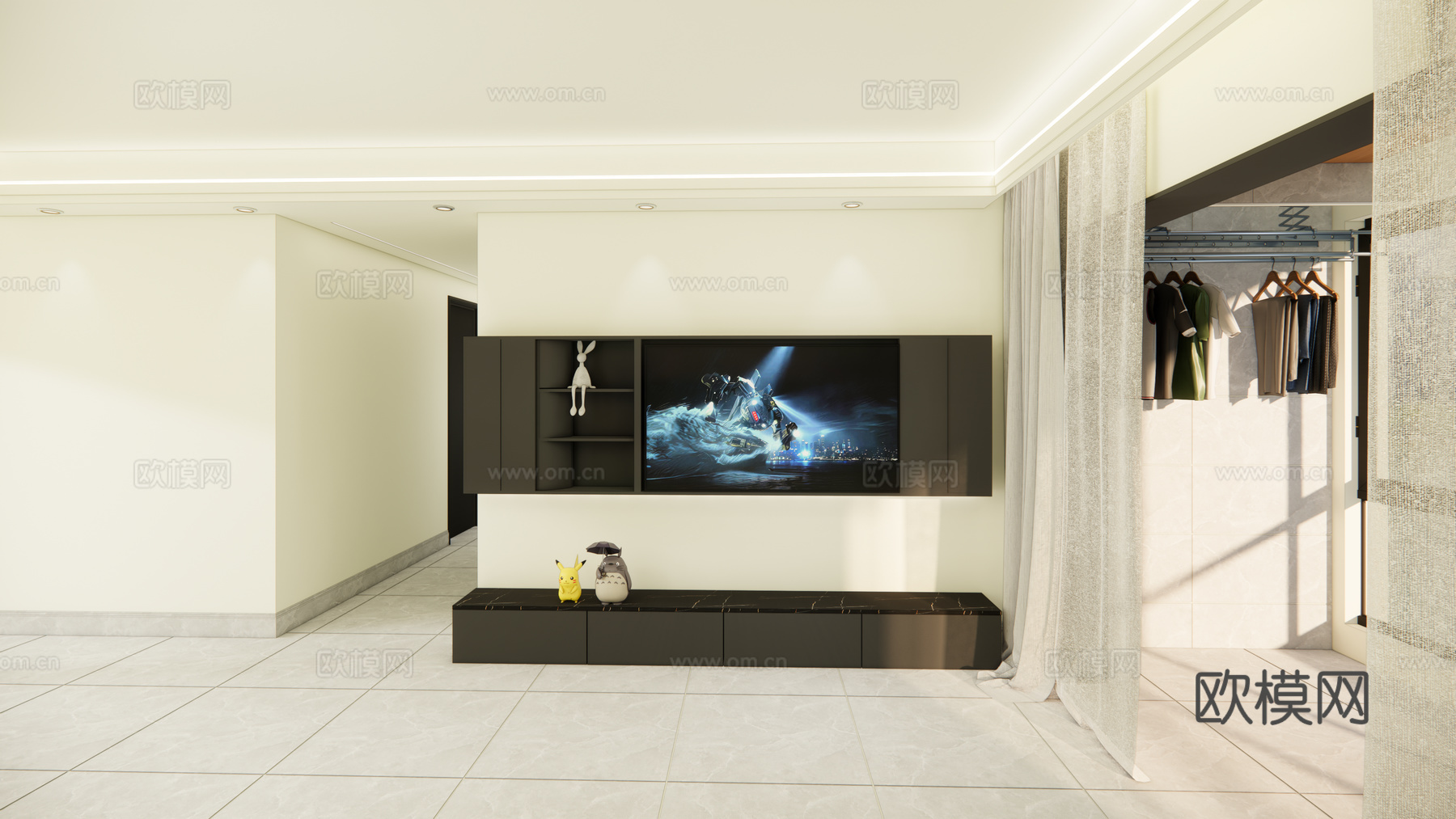 现代电视柜su模型