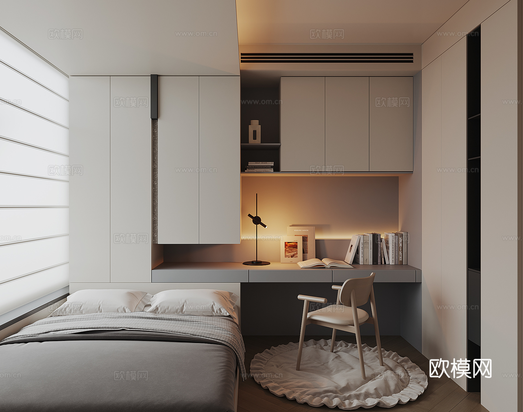 现代榻榻米卧室su模型