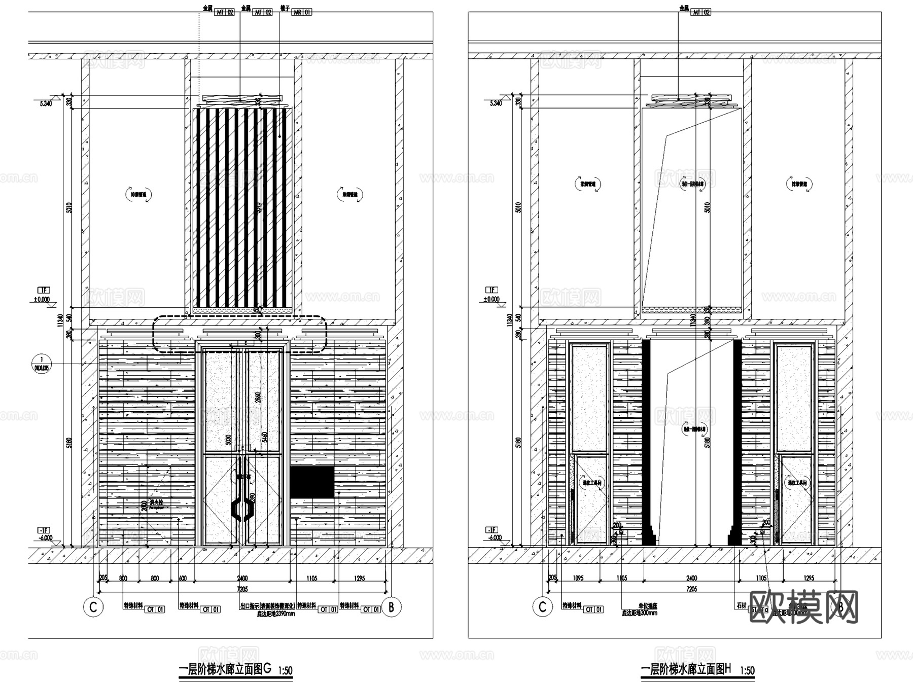 汉文化兴汉城市展览馆立面室内工装CAD施工图cad施工图