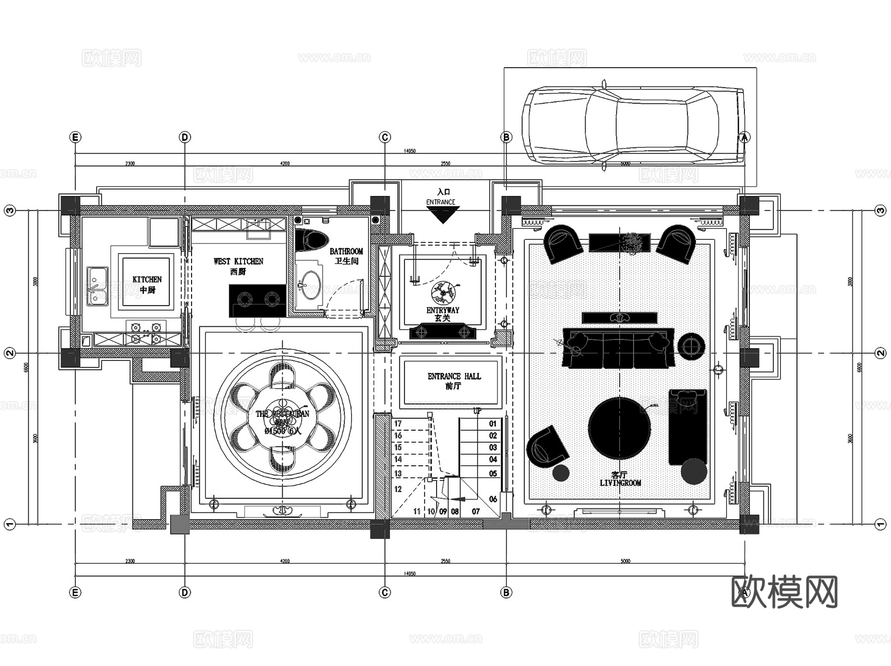 成都中洲中央公园T3三层别墅室内家装CAD施工图cad施工图