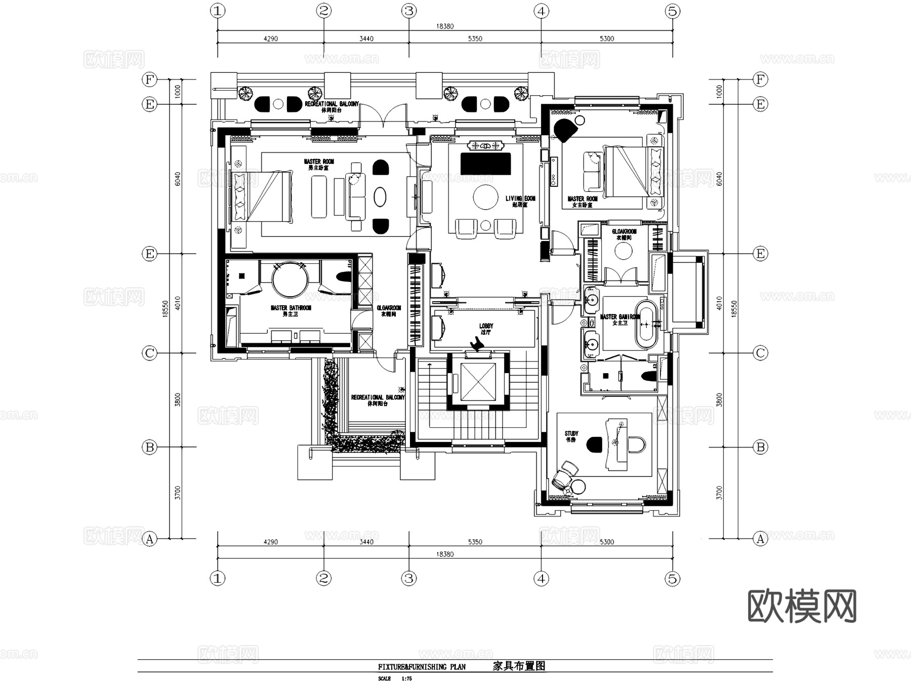 北京恒大丽宫223新中式三层别墅室内家装CAD施工图+文本cad施工图