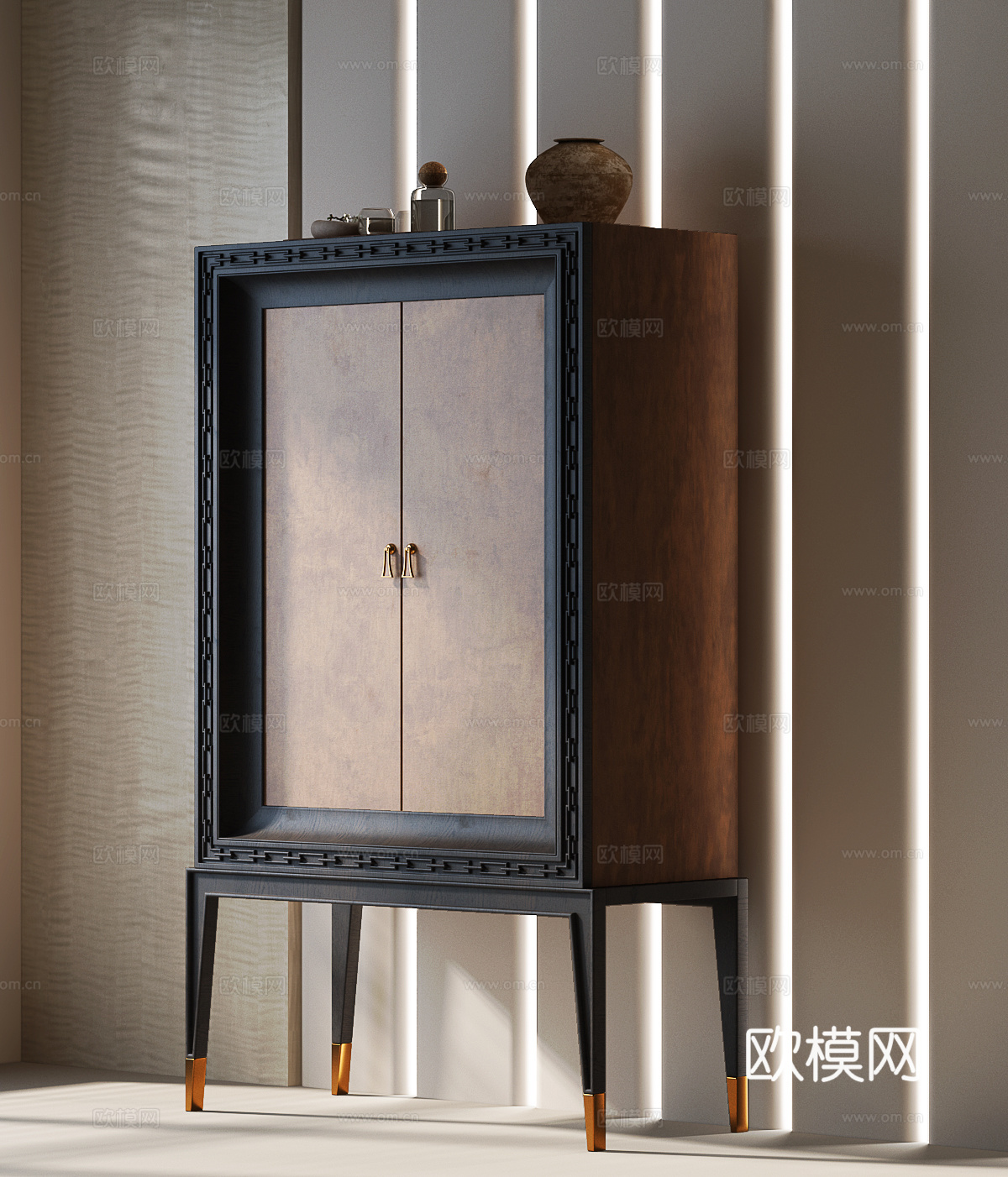 法式复古玄关柜 法式复古装饰柜 法式中古边柜 美式中古装饰柜su模型