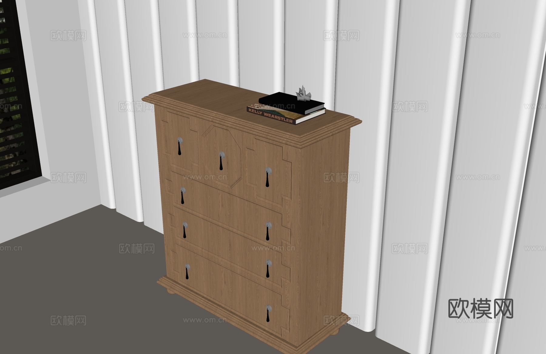 美式斗柜 美式边柜 美式装饰柜 美式玄关柜 现代美式玄关柜su模型