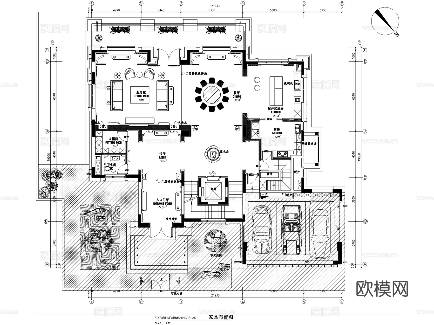 北京恒大丽宫223新中式三层别墅室内家装CAD施工图+文本cad施工图