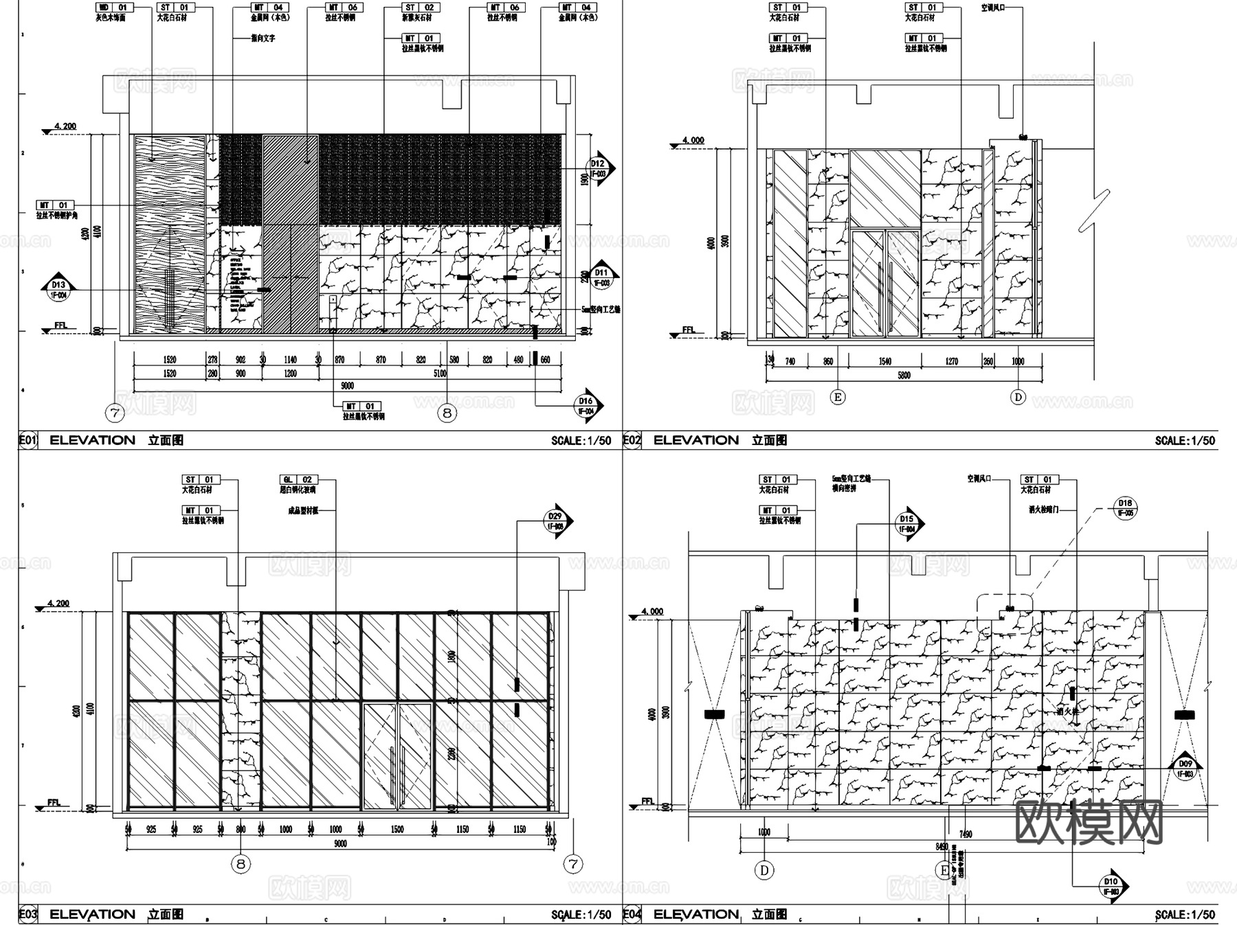 庞口农机制造交易中心产业规划馆室内工装CAD施工图整套cad施工图