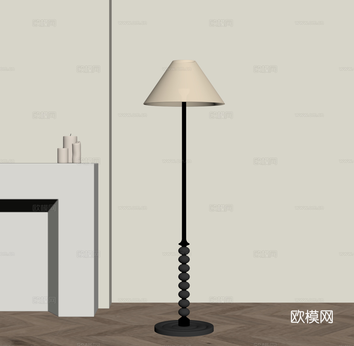 法式复古落地灯su模型