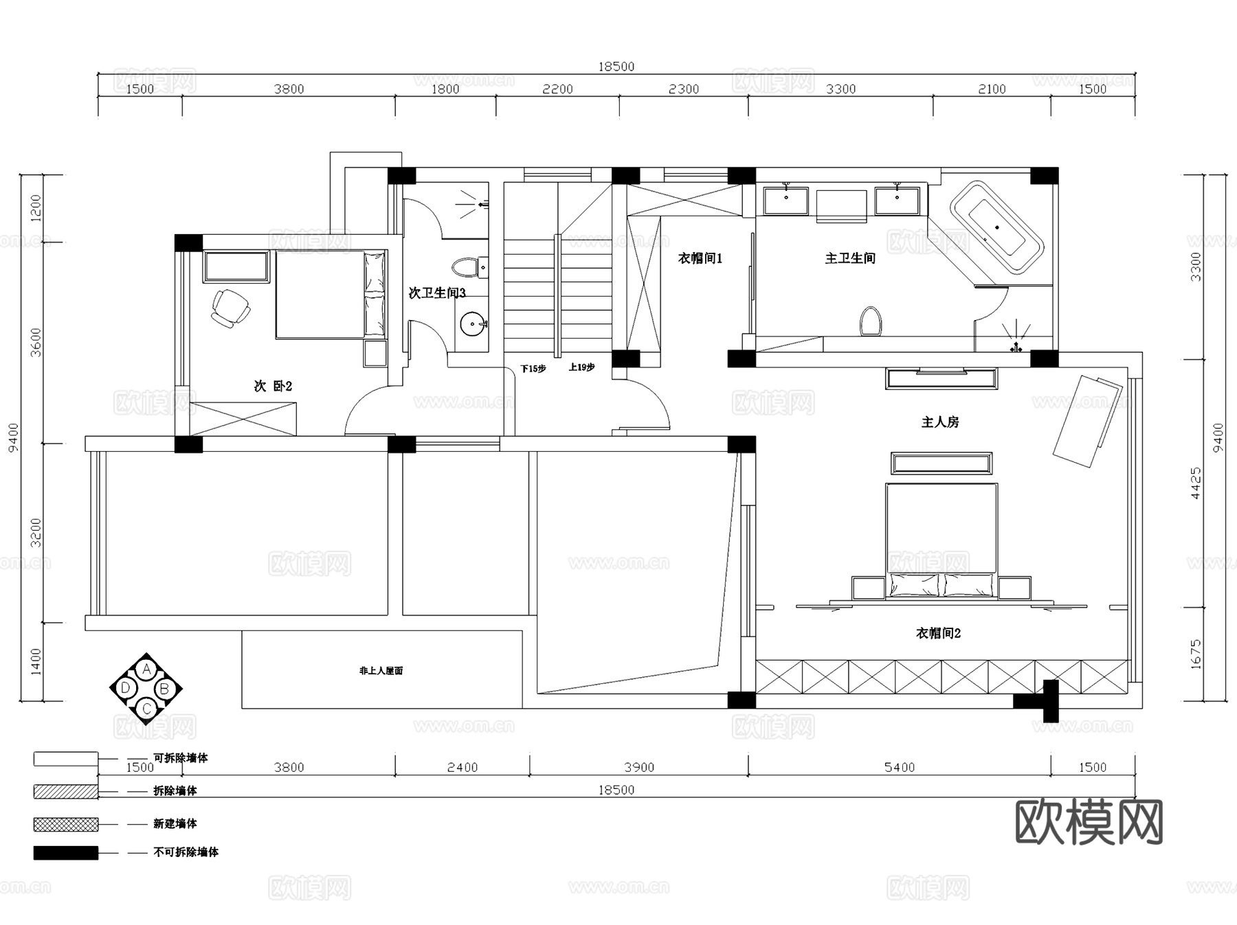 翡翠城四层别墅室内家装CAD施工图cad施工图