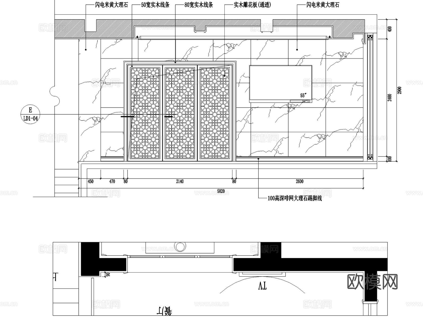 虎溪59#中式四层别墅室内家装CAD施工图cad施工图