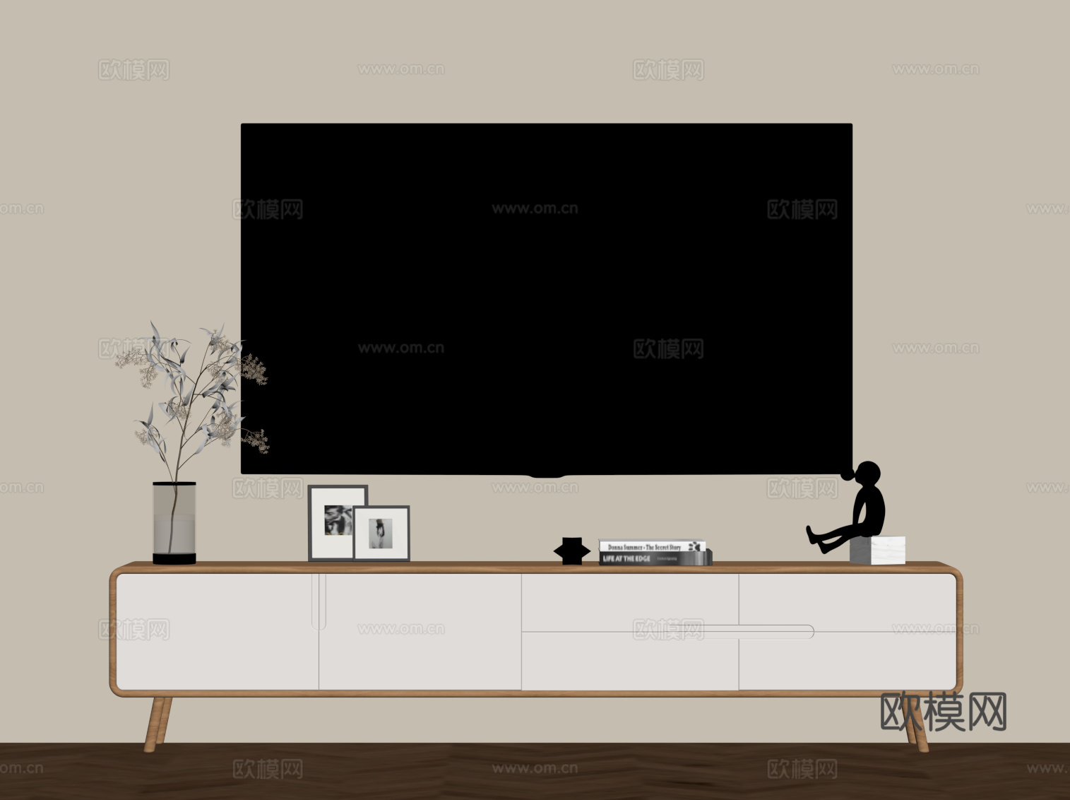 现代奶油床头柜su模型su模型