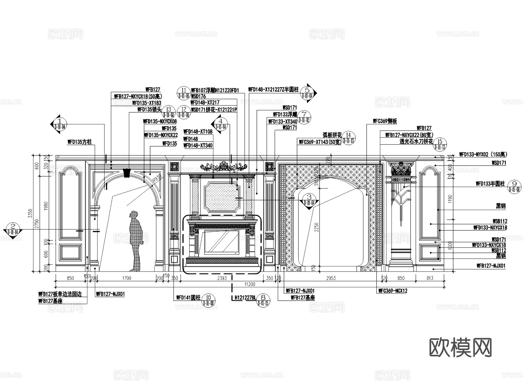 陶瓷城石英石展厅大堂空间立面CAD施工图cad施工图