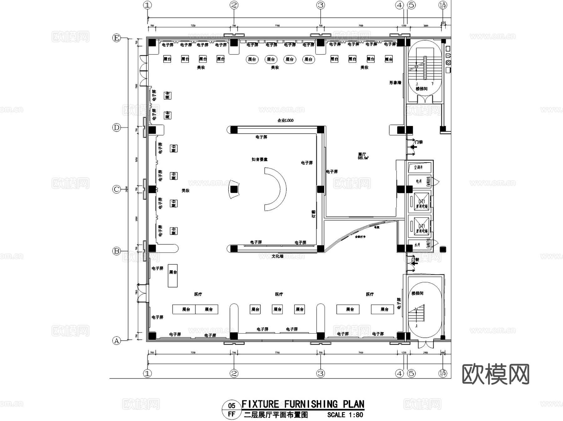 宁乡美妆谷一期展厅室内工装CAD施工图整套cad施工图
