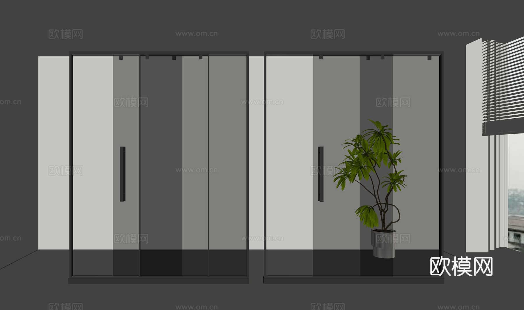 卫生间推拉门su模型