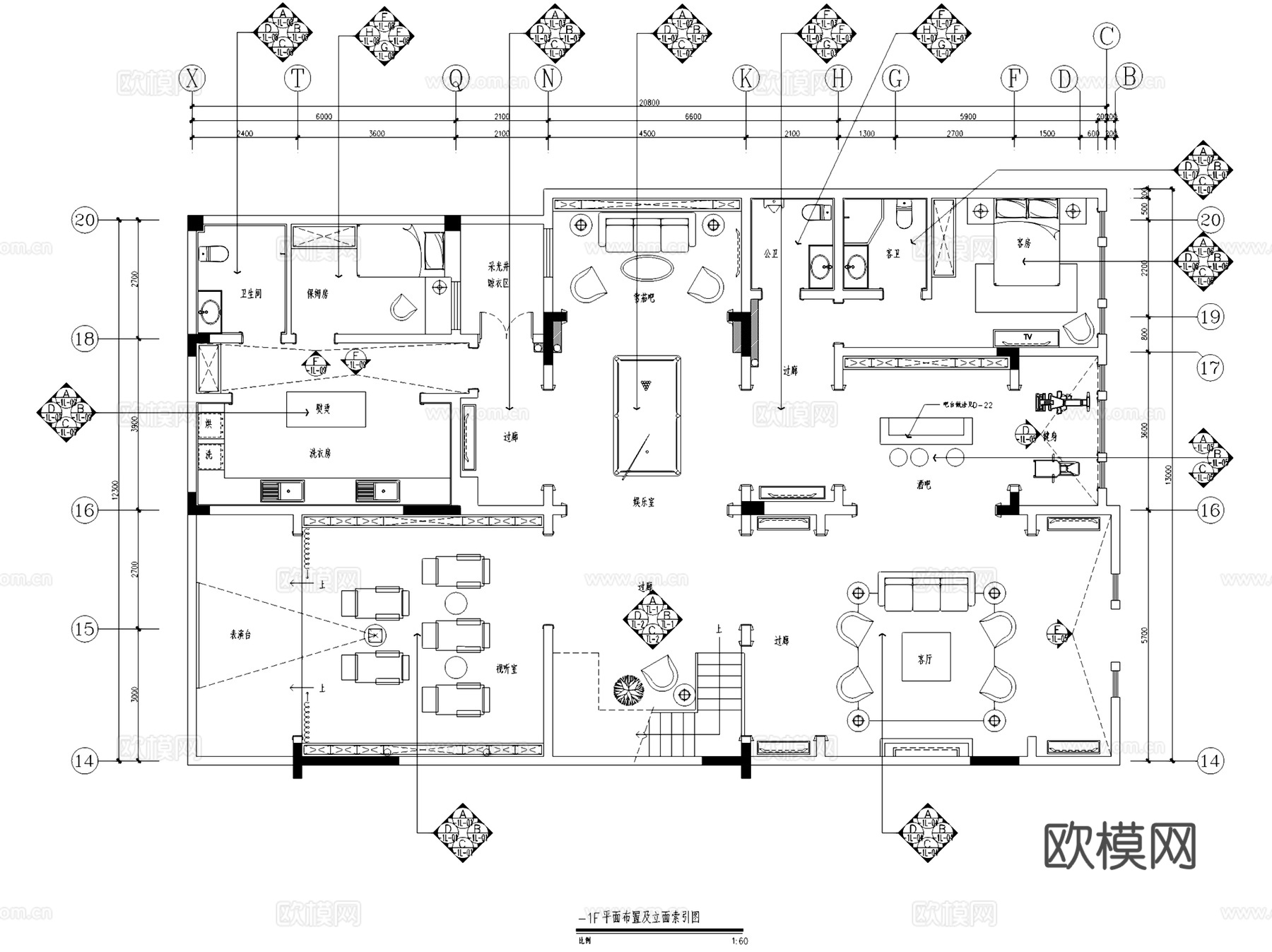 晋渝林畔英伦风三层别墅室内家装CAD施工图整套cad施工图