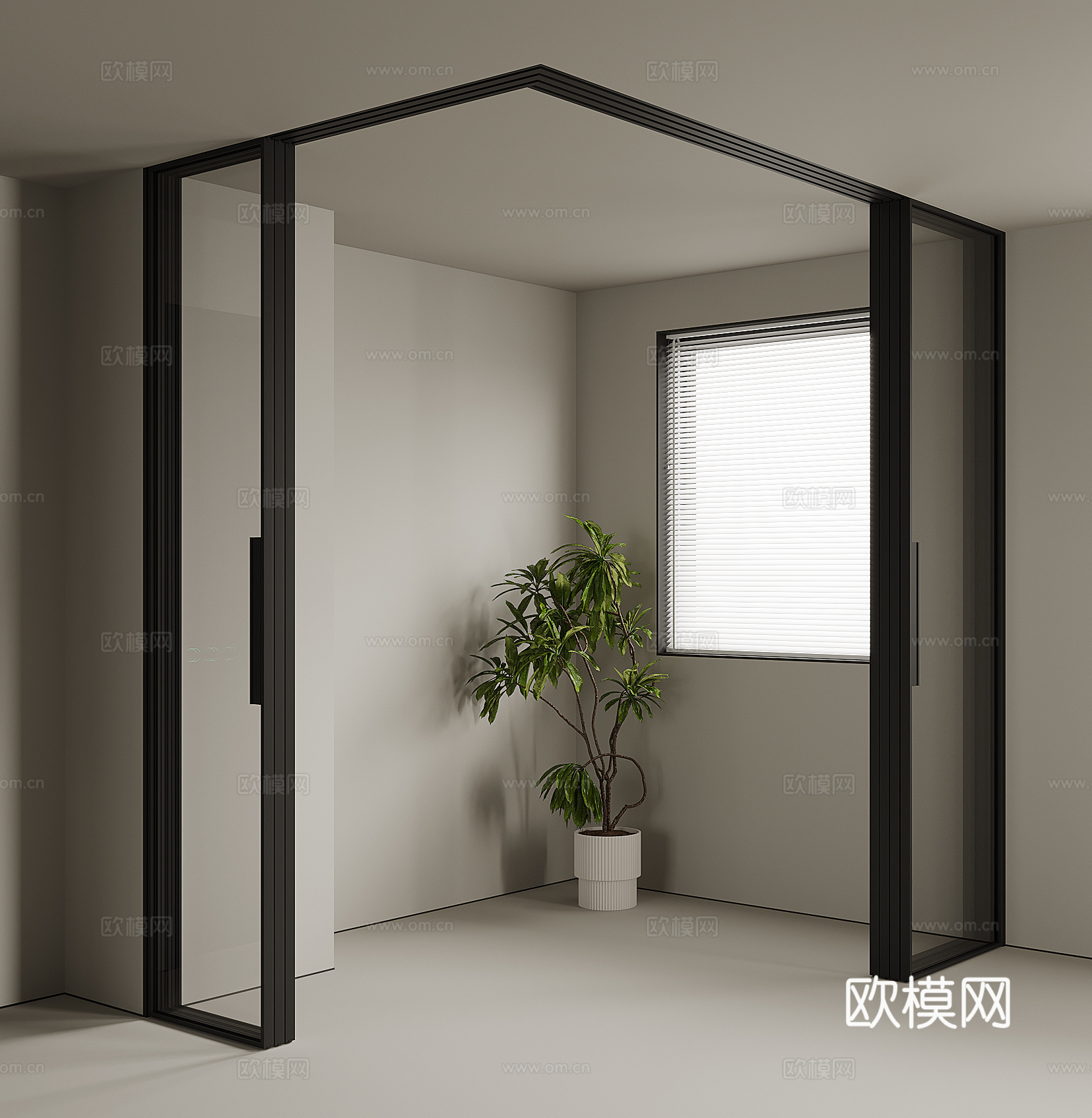 现代转角推拉门su模型