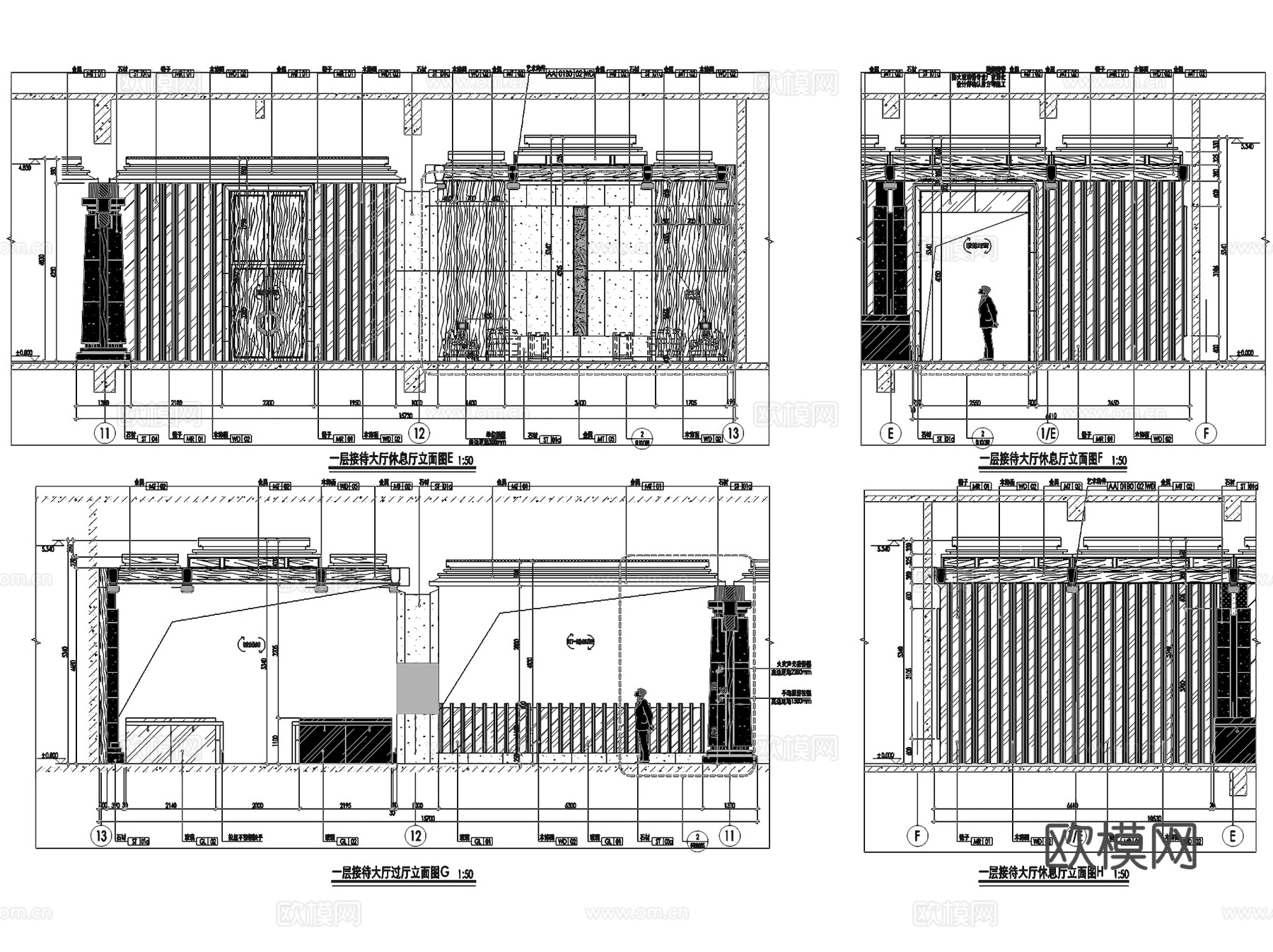 汉文化兴汉城市展览馆立面室内工装CAD施工图cad施工图