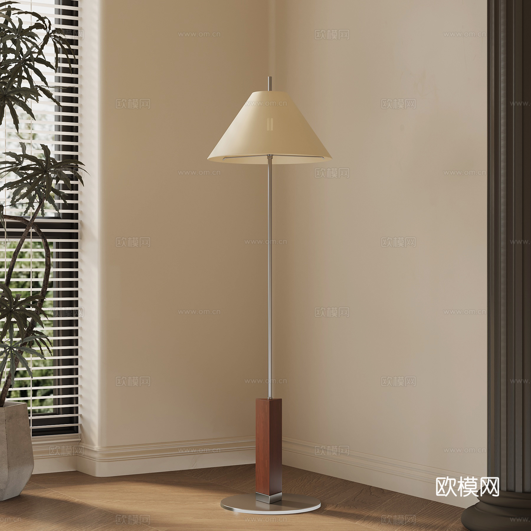 现代中古落地灯 法式复古落地灯su模型