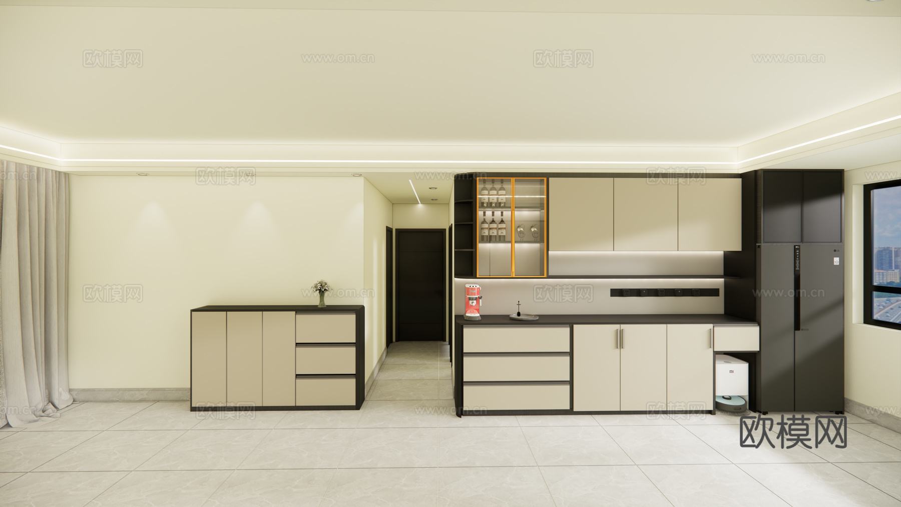 餐边柜-高/矮柜免费su模型