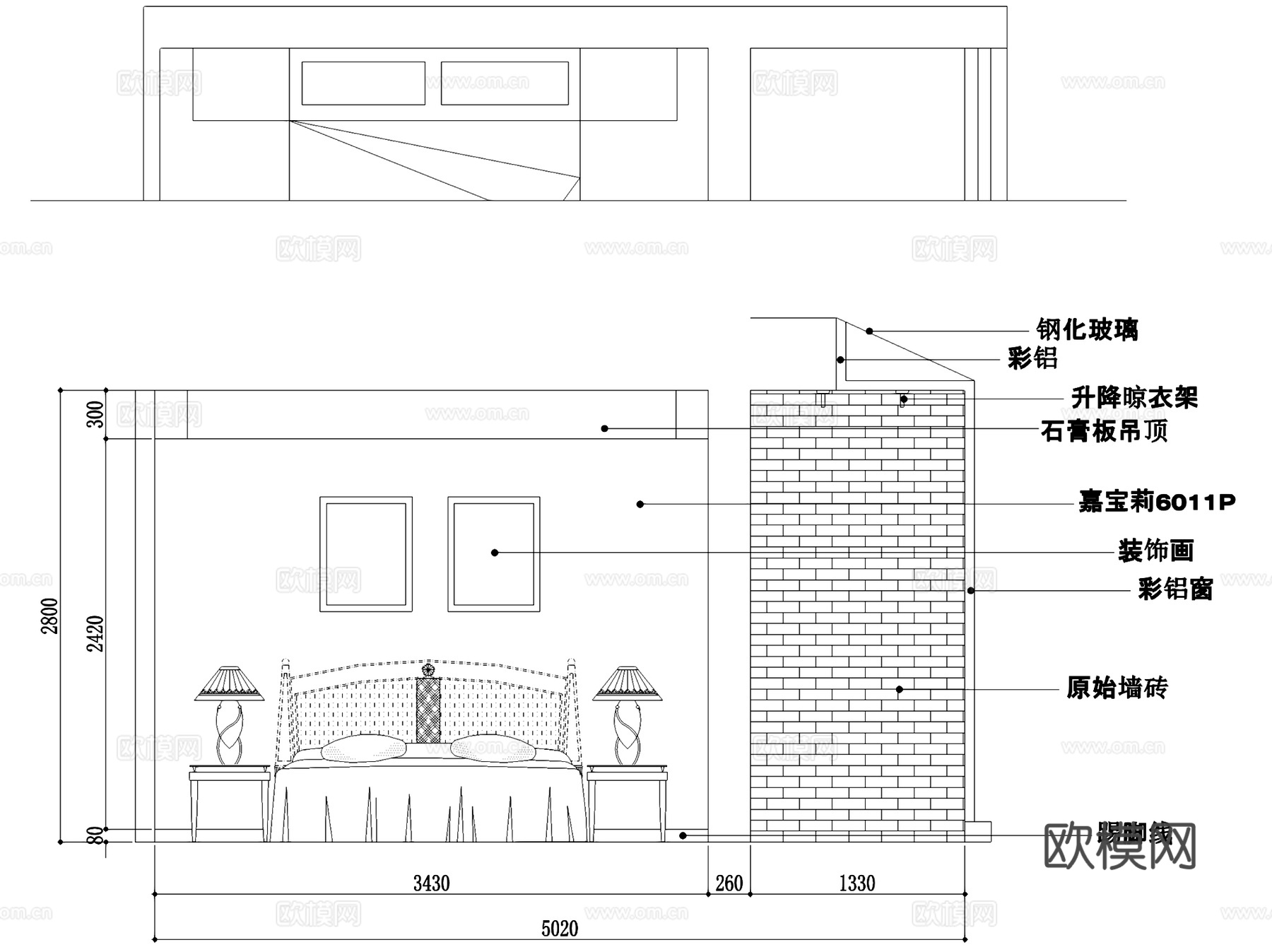 美式两层住宅跃层室内家装CAD施工图cad施工图