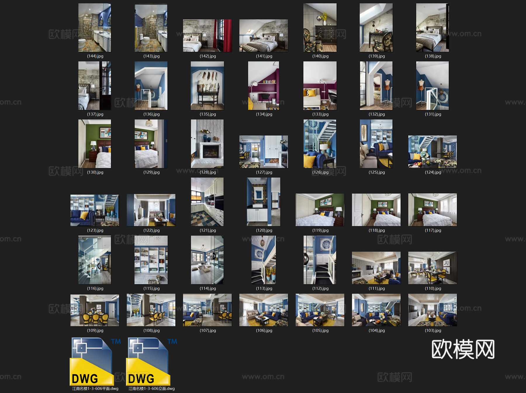 杭州江南名楼1-3-606二层别墅室内家装CAD施工图cad施工图
