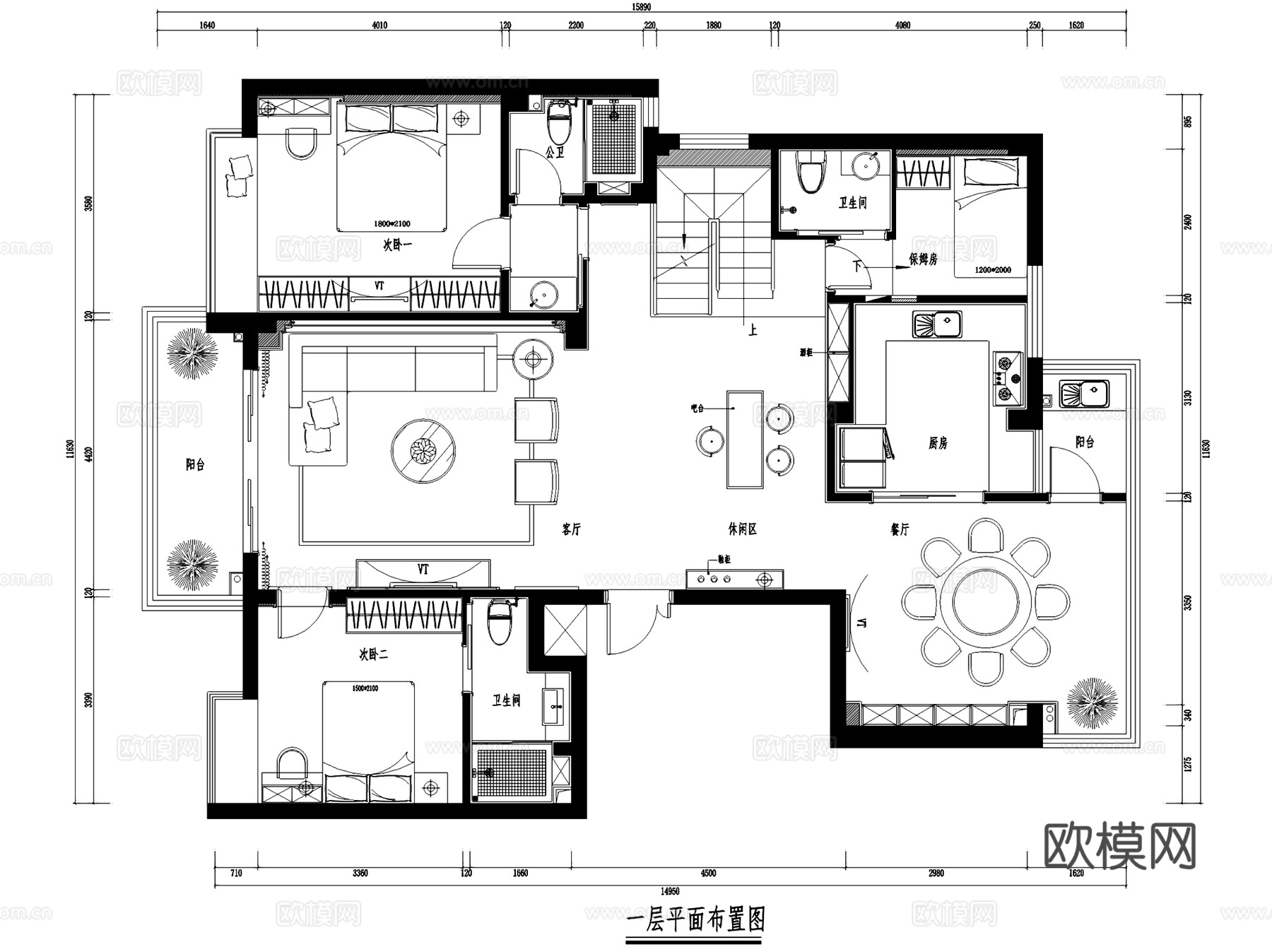 连江日出东方复式带顶层室内家装CAD施工图cad施工图