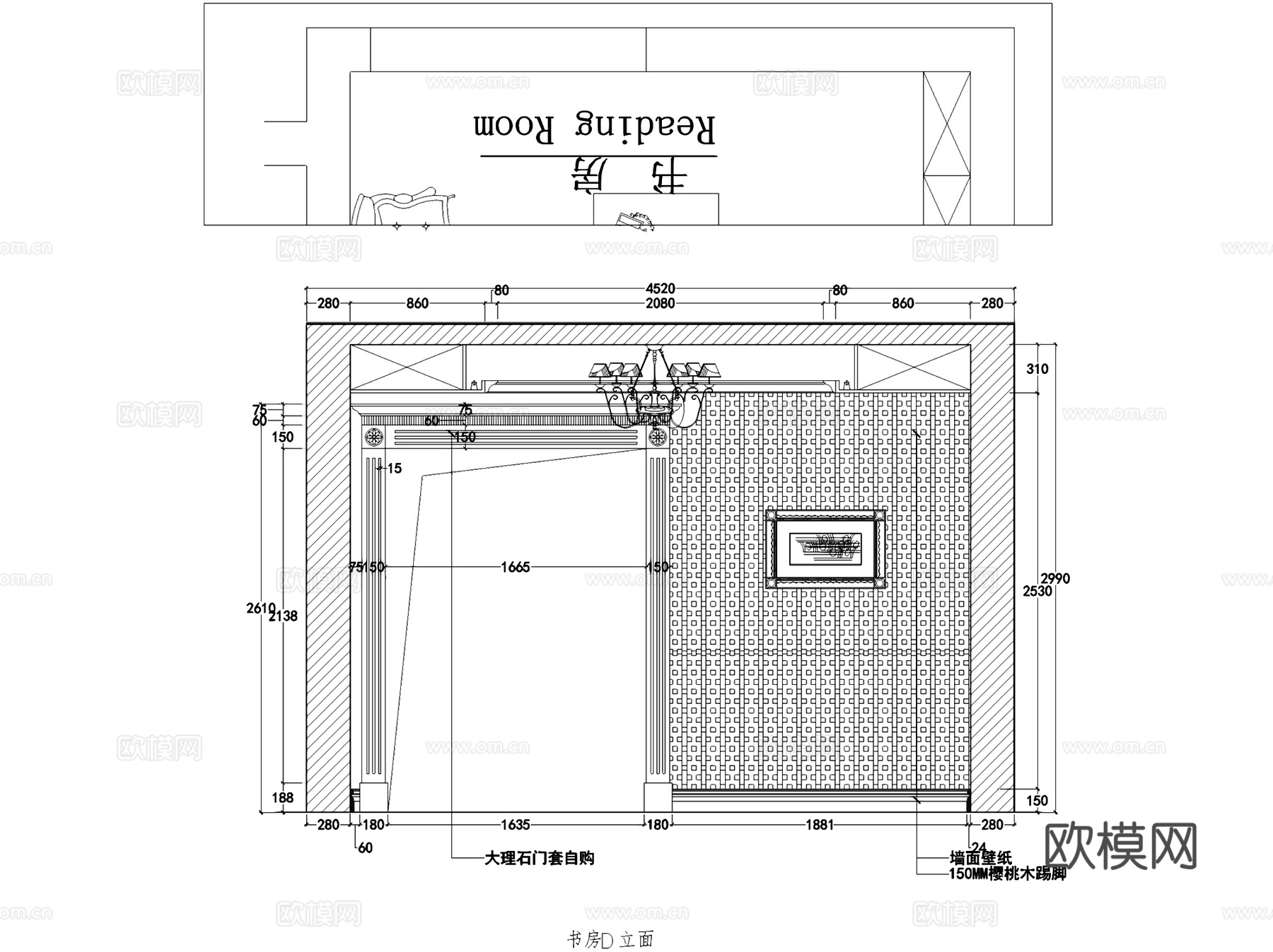 二层欧式别墅室内家装CAD施工图cad施工图