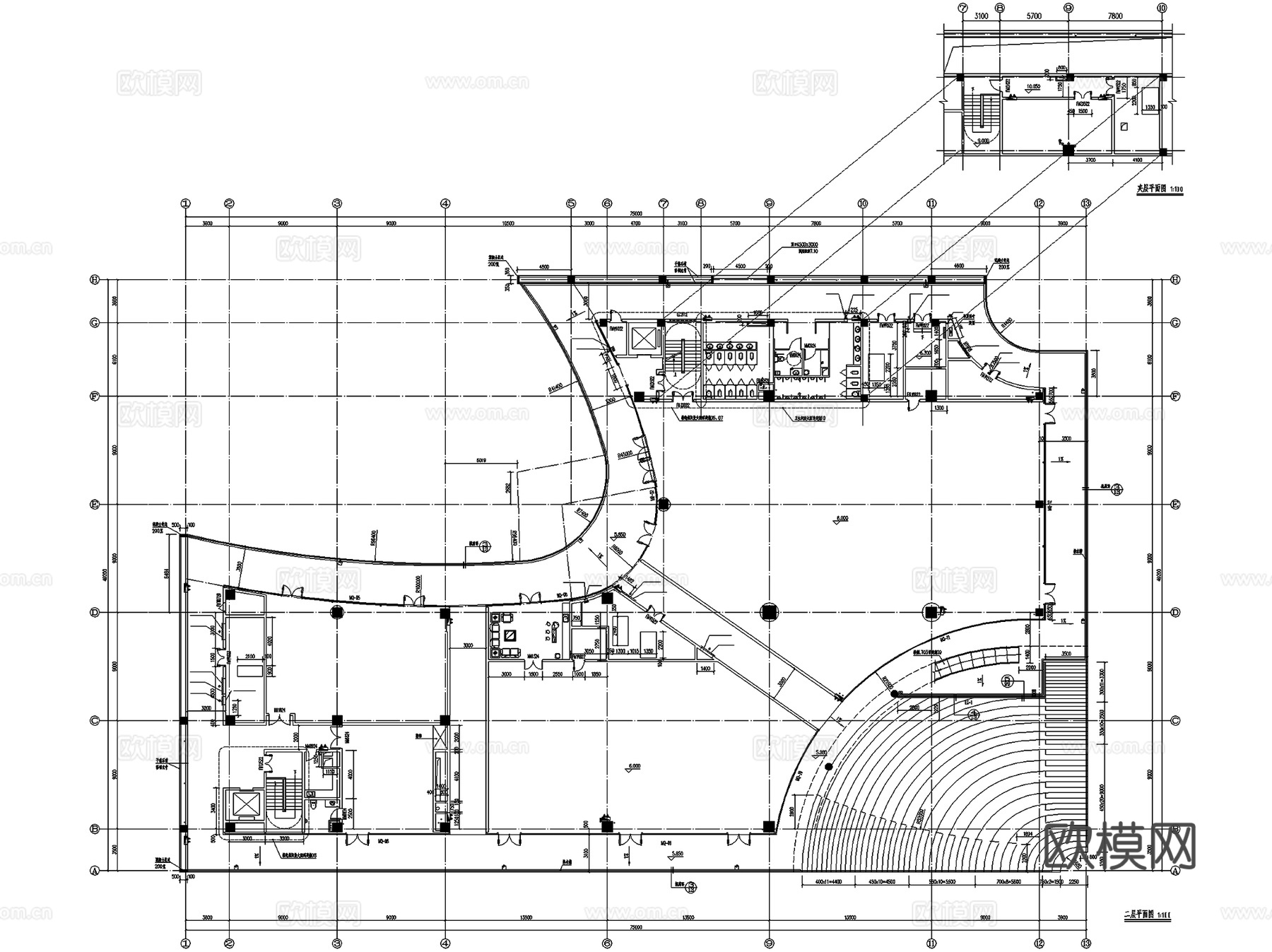 深圳国际生物谷坝光展示厅建筑结构CAD施工图整套cad施工图