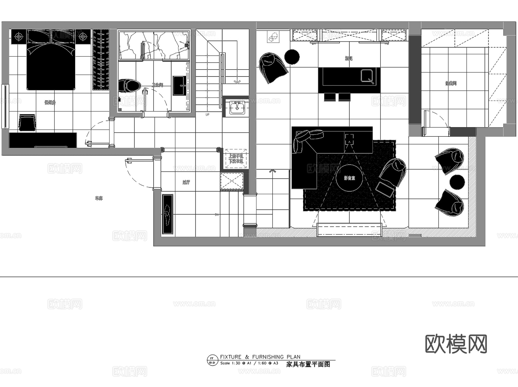 常州世贸香槟湖三层别墅室内家装CAD施工图整套cad施工图