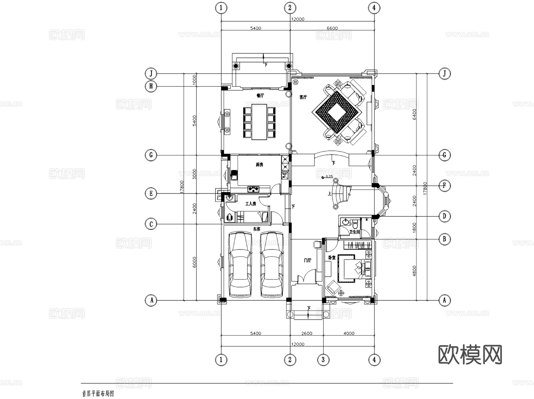 美式新古典三层别墅室内家装CAD施工图cad施工图