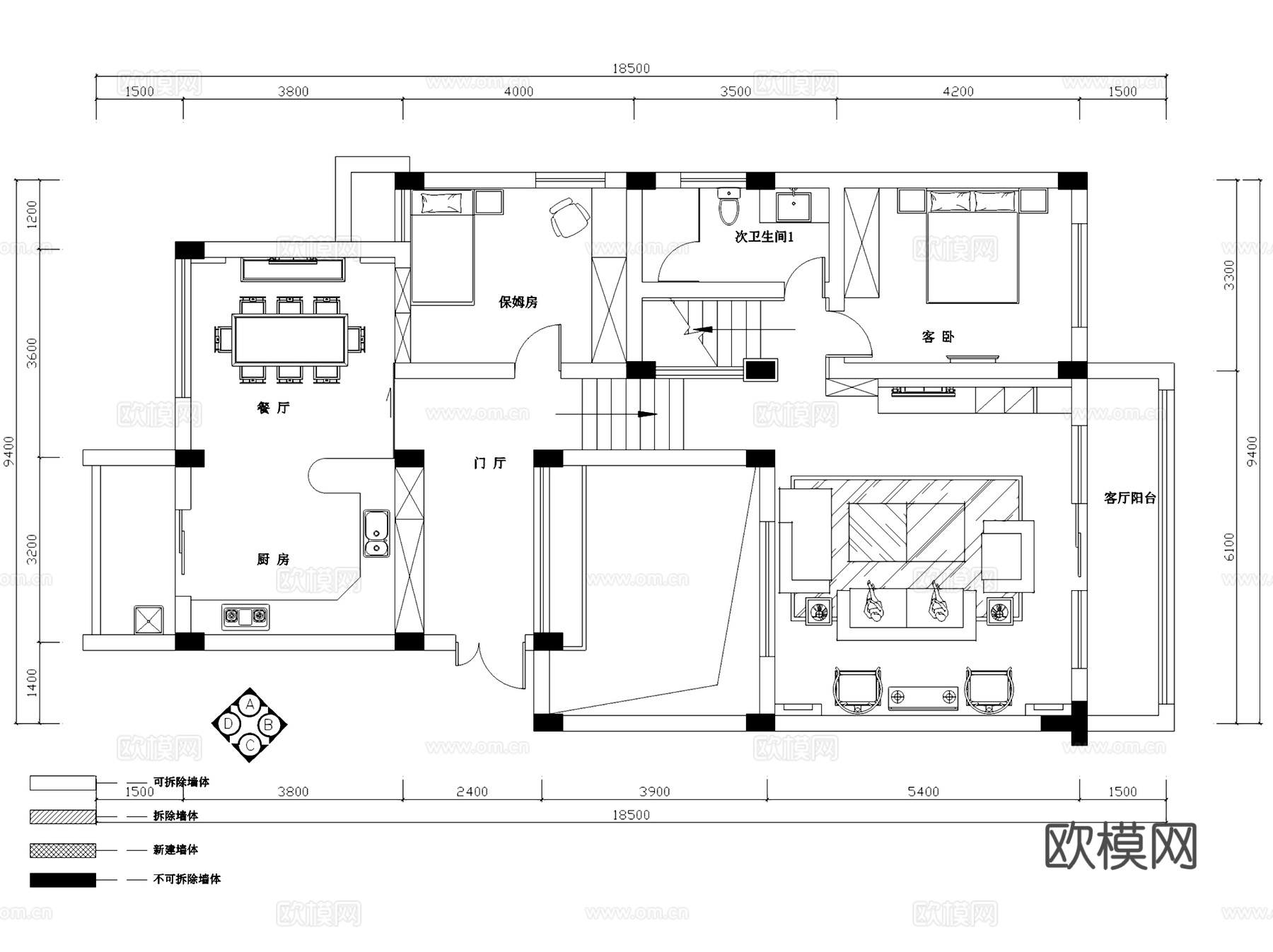 翡翠城四层别墅室内家装CAD施工图cad施工图