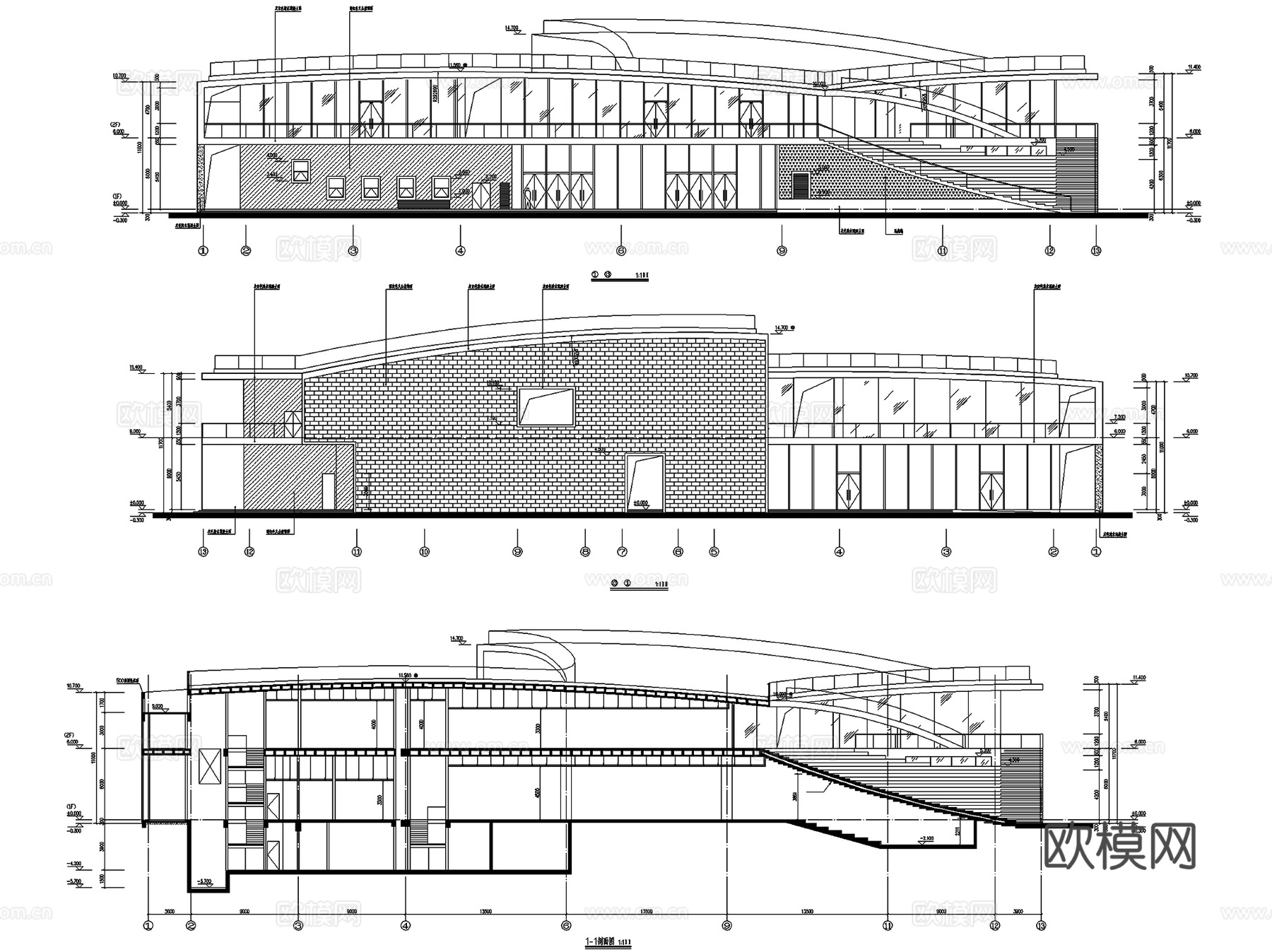 深圳国际生物谷坝光展示厅建筑结构CAD施工图整套cad施工图
