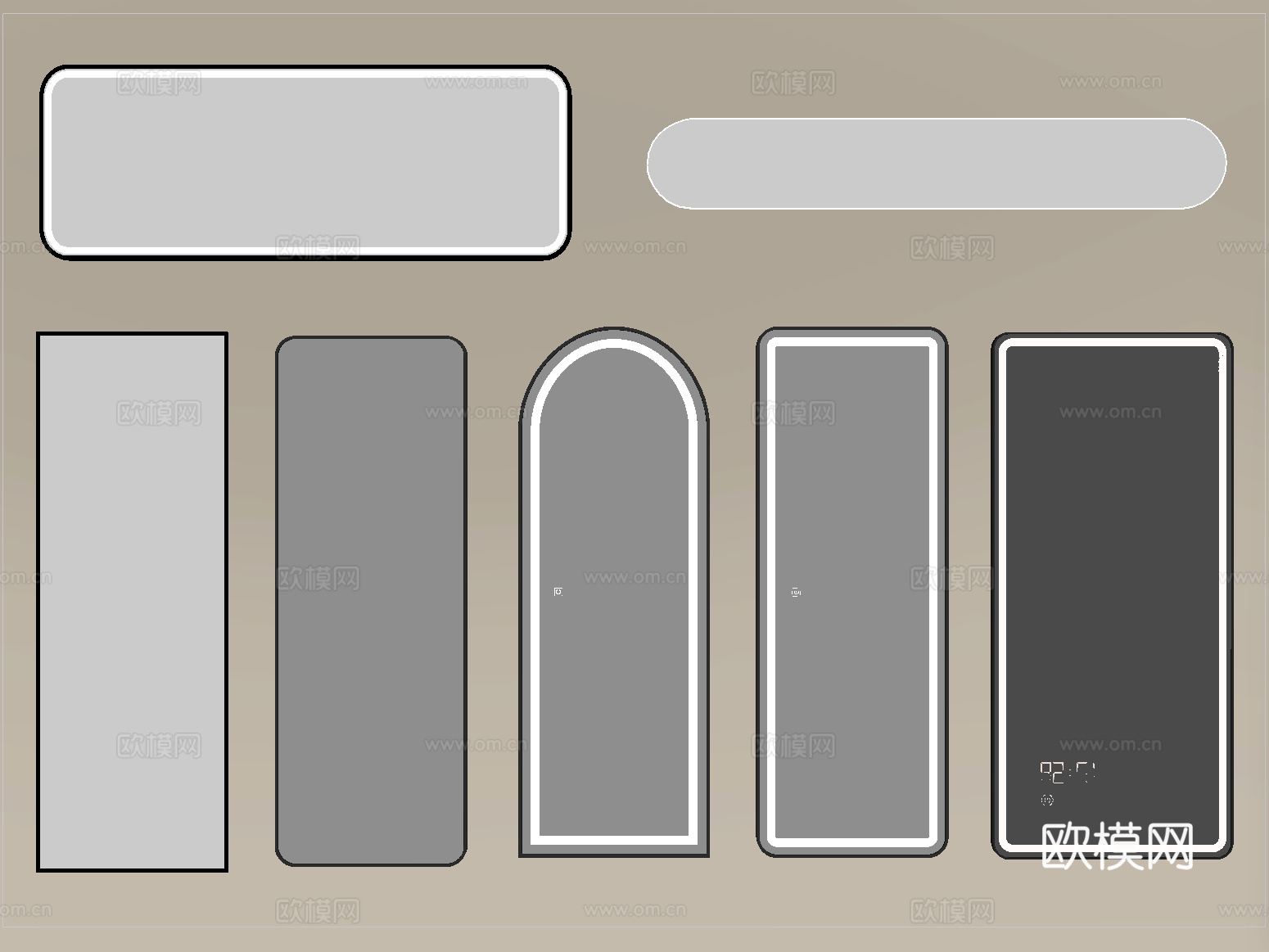 现代镜子 化妆镜 装饰镜 浴室镜 穿衣镜 落地镜su模型