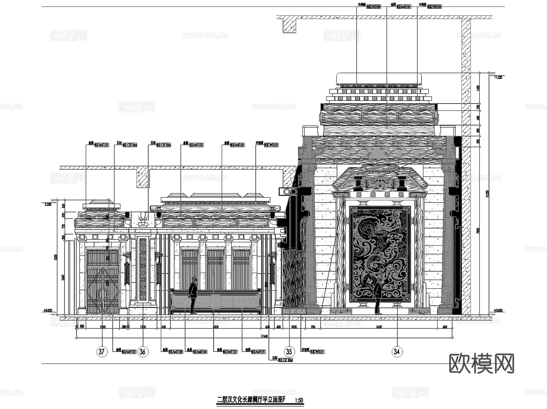 汉文化博览园汉源博物馆立面室内工装CAD施工图cad施工图
