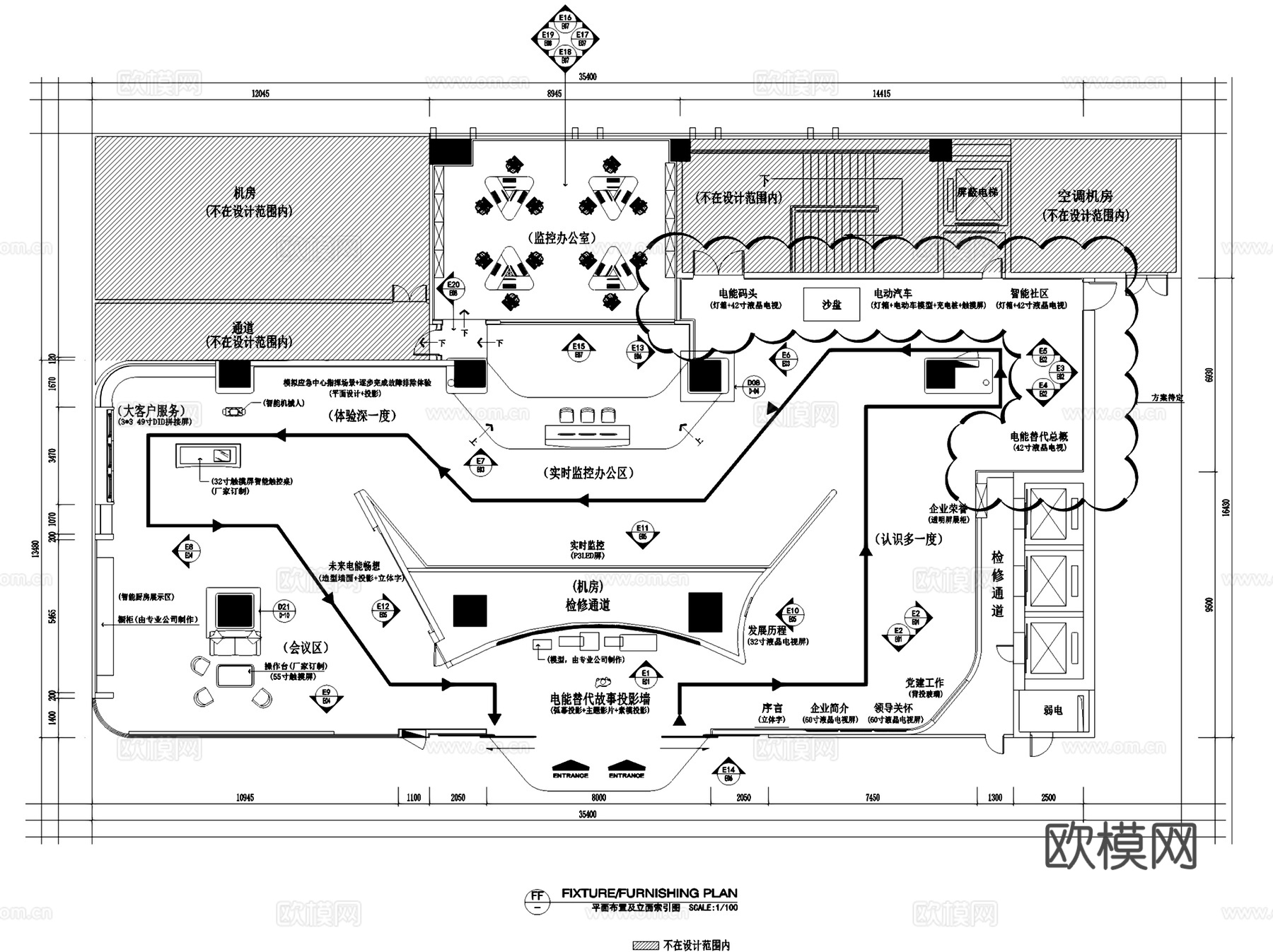 供电局客服中心节能展厅改造室内工装CAD施工图整套cad施工图