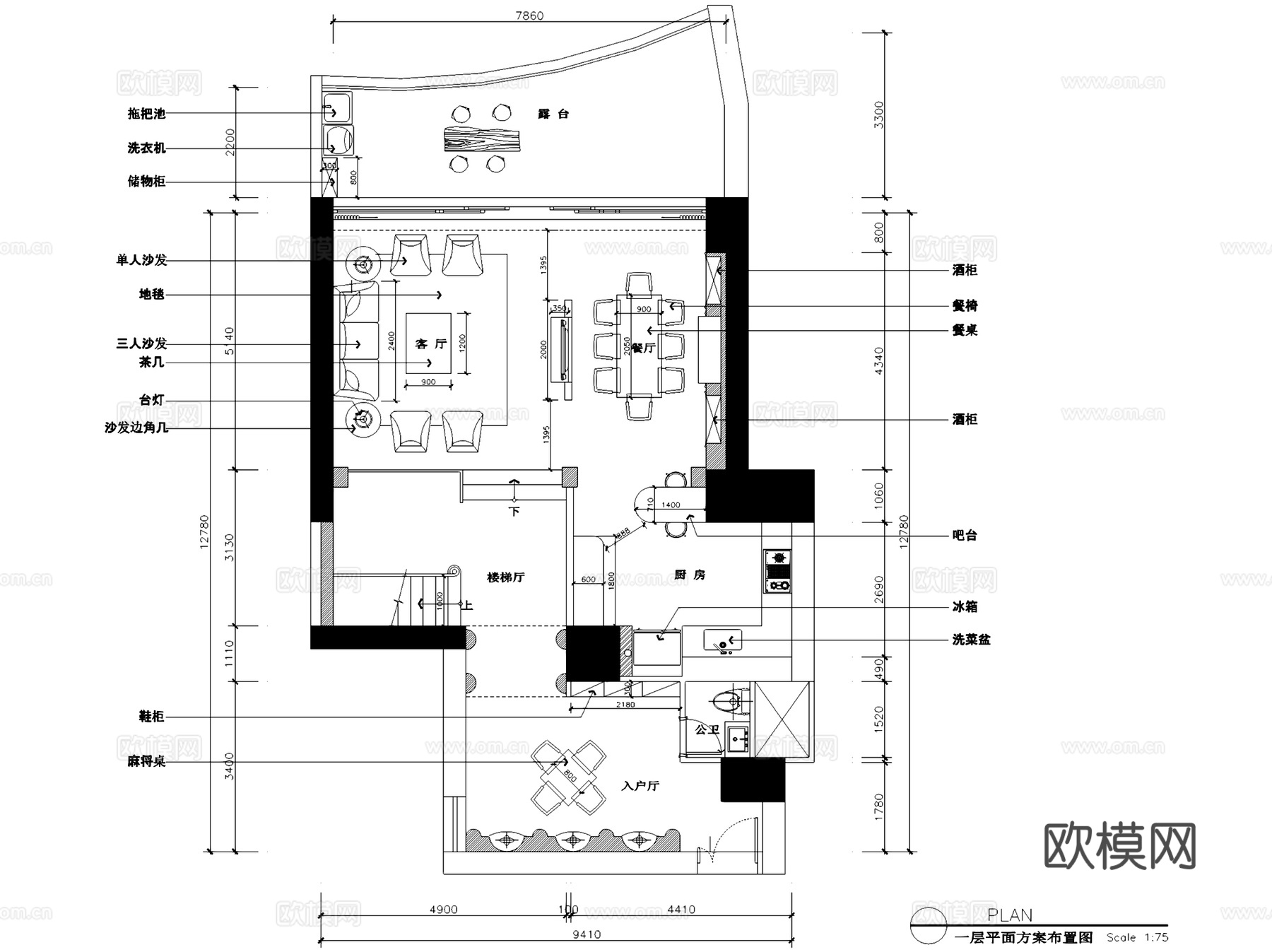 金域蓝湾5栋TH3三层别墅私宅室内家装CAD施工图cad施工图